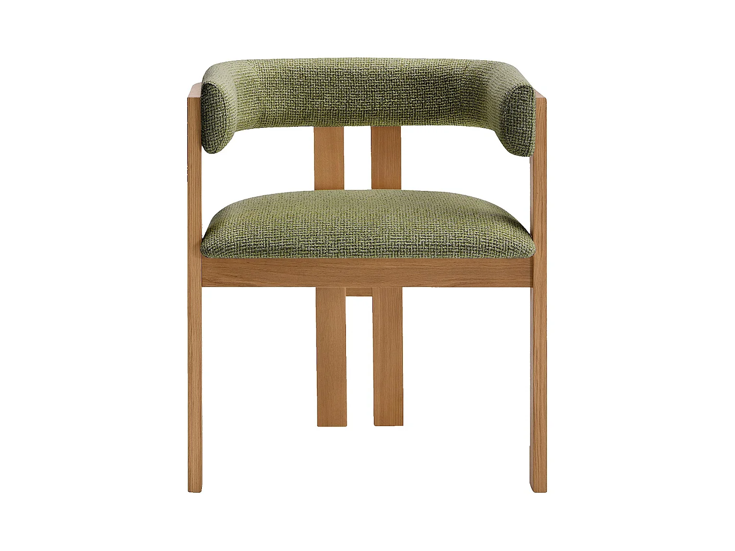 Habitat - Chaise en tissu texturé et chêne massif avec accoudoirs - Vert kaki mélangé - Dalya