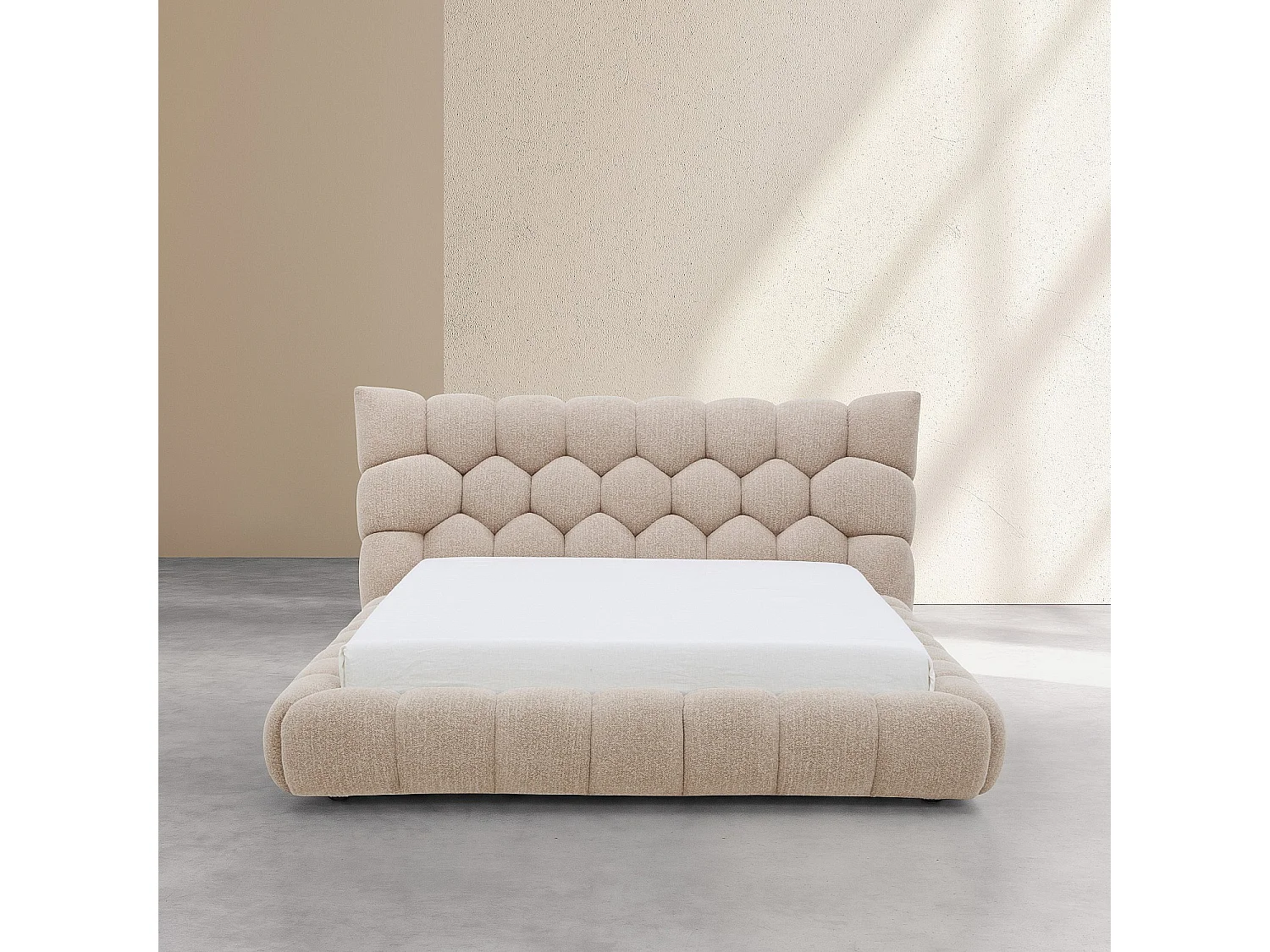 Habitat - Lit 160 x 200 cm en tissu matelassé - Taupe - Cefalu