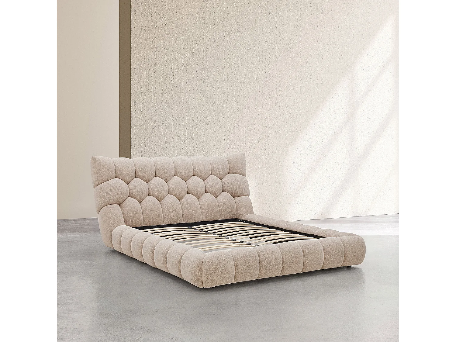 Habitat - Lit 160 x 200 cm en tissu matelassé - Taupe - Cefalu