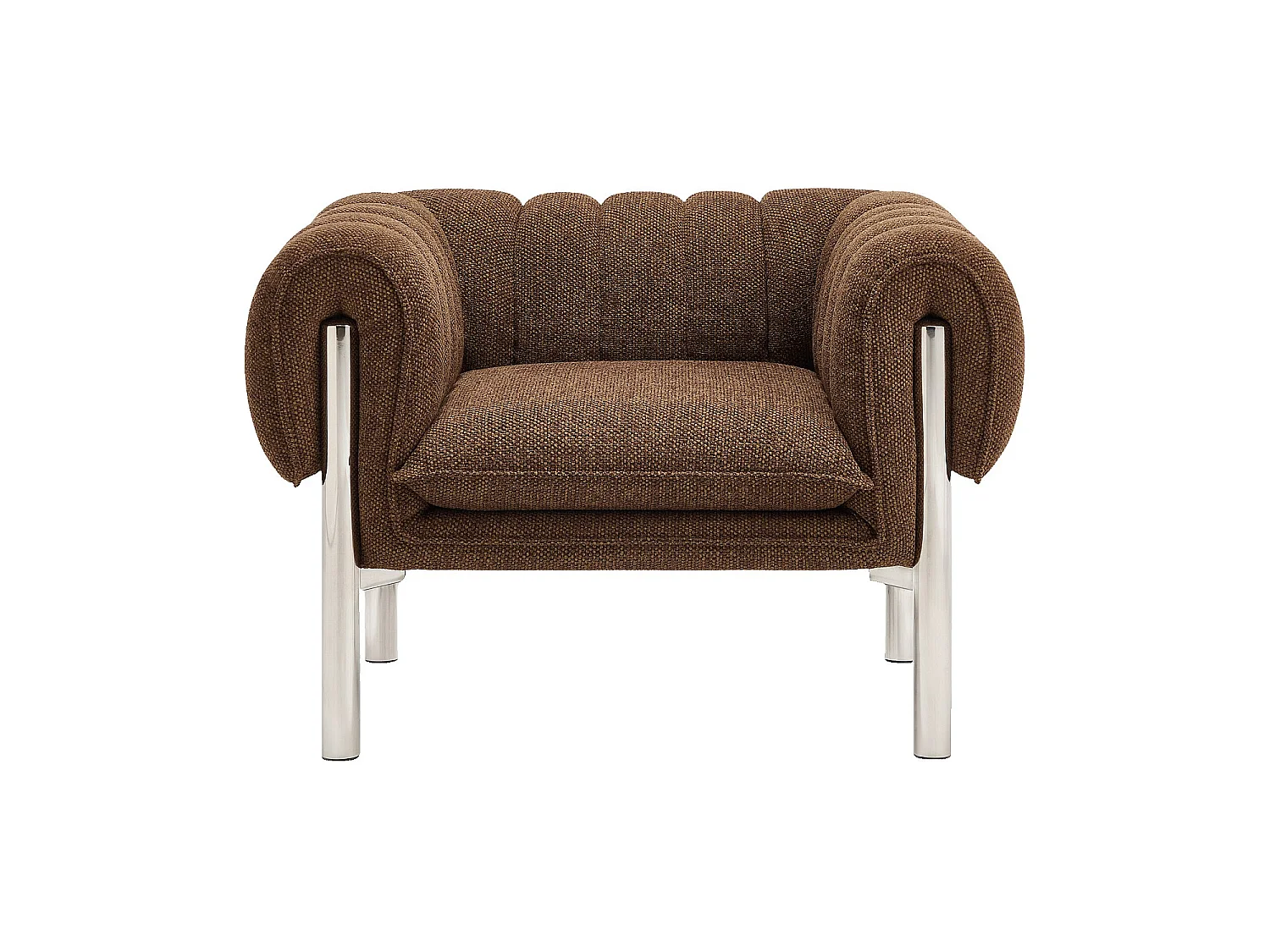 Habitat - Fauteuil en tissu chenille et métal chromé - Marron chocolat - Osini