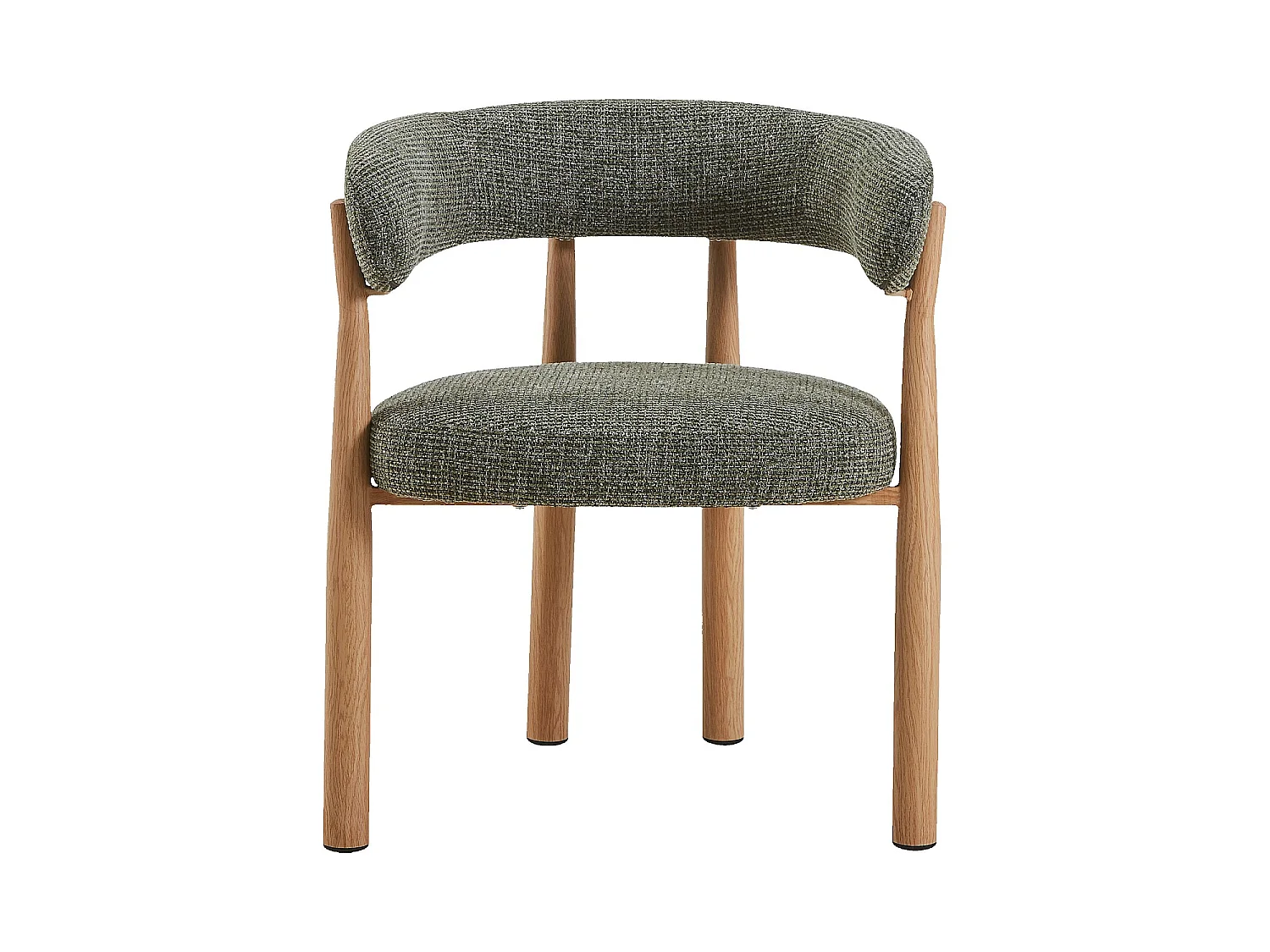 Habitat - Lot de 2 chaises en tissu et métal finition chêne avec accoudoirs - Vert sapin - Bryne