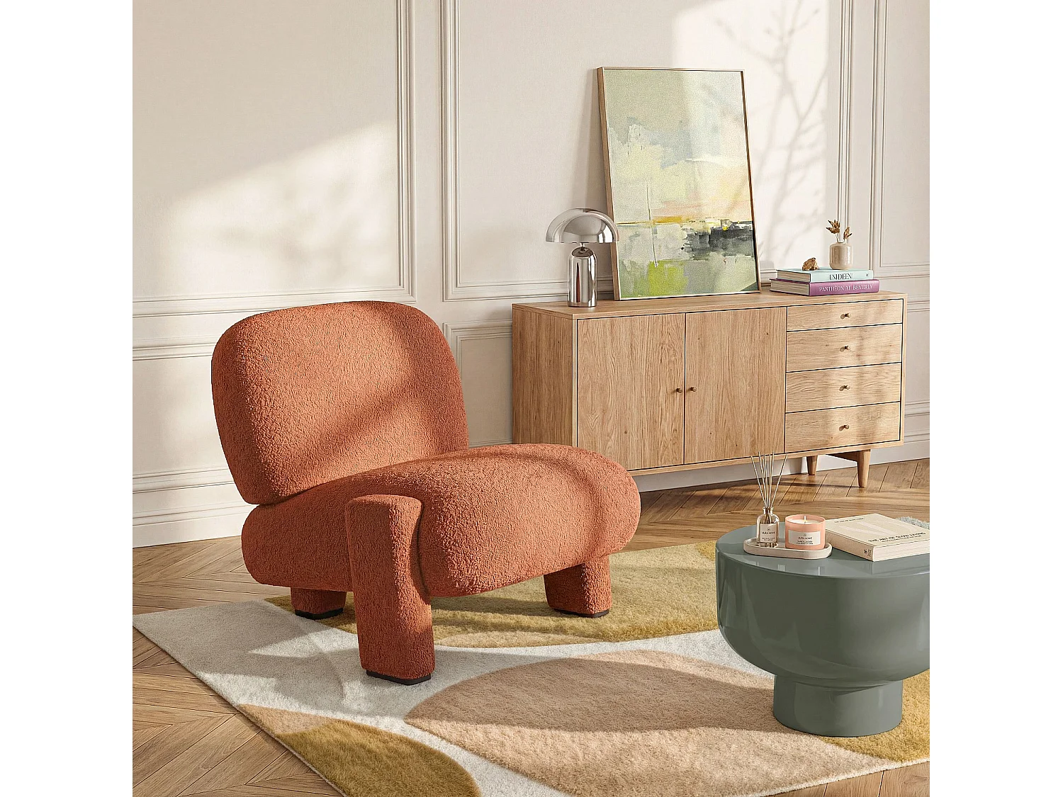 Habitat - Table basse en métal - Vert argile émaillé - Livio