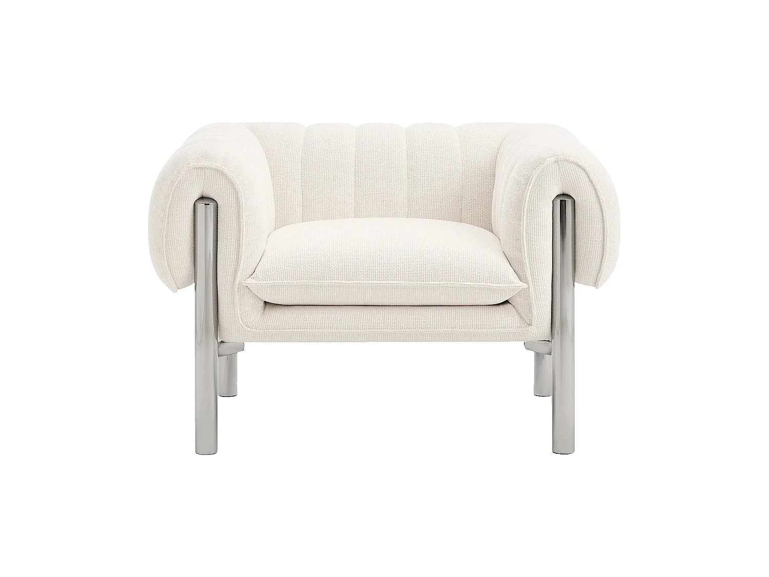 Habitat - Fauteuil en tissu chenille et métal chromé - Ecru - Osini
