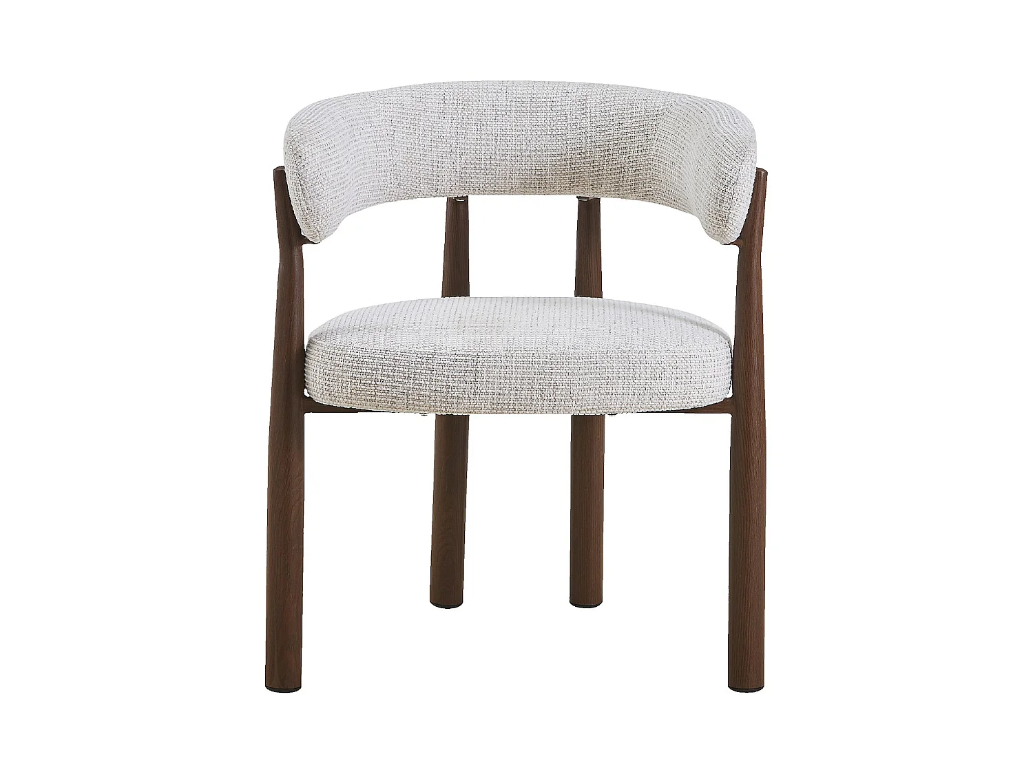 Habitat - Lot de 2 chaises en tissu et métal finition noyer avec accoudoirs - Blanc cassé - Bryne