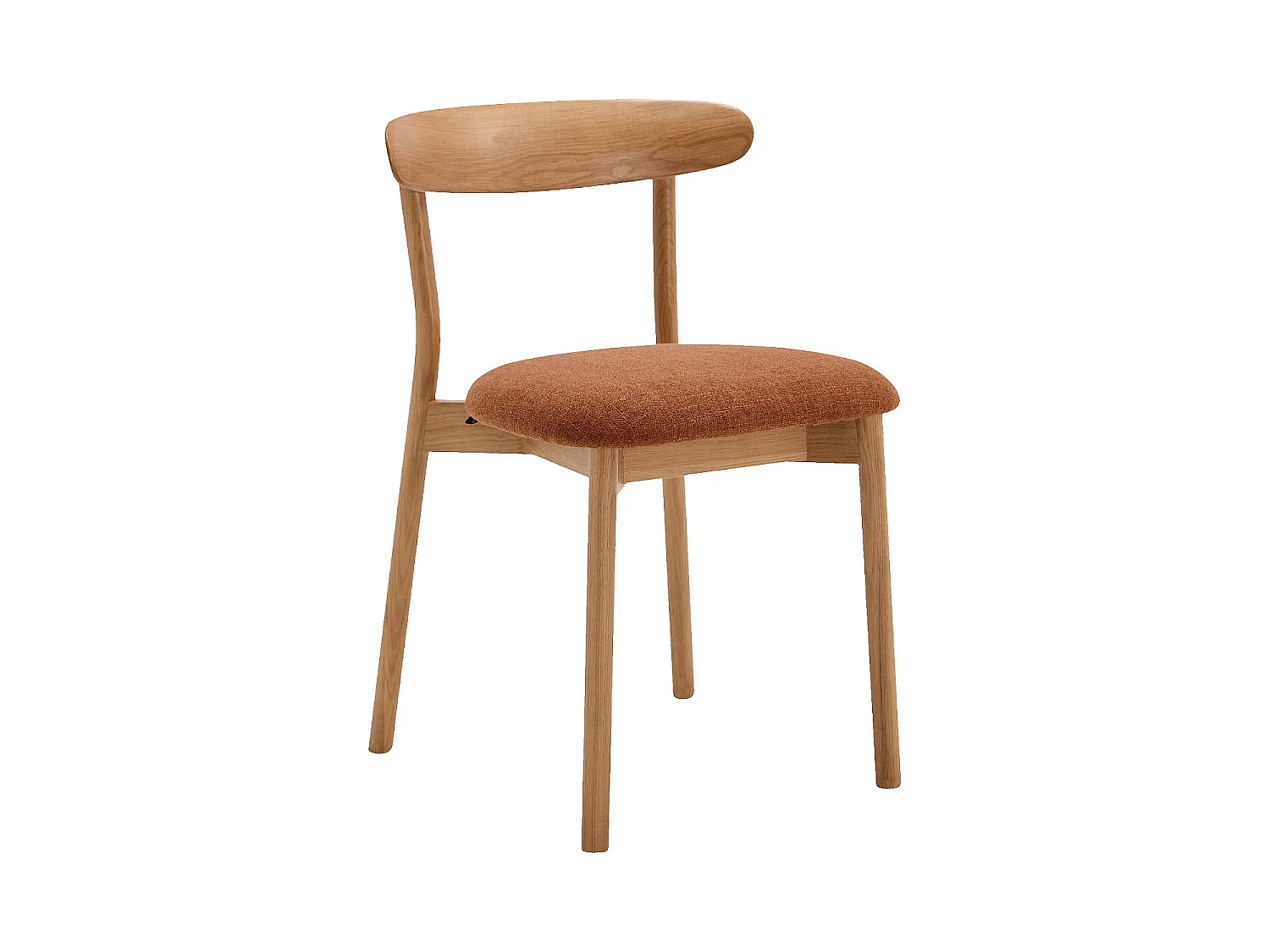 Habitat - Lot de 2 chaises en tissu texturé et chêne massif - Terracotta - Hayden