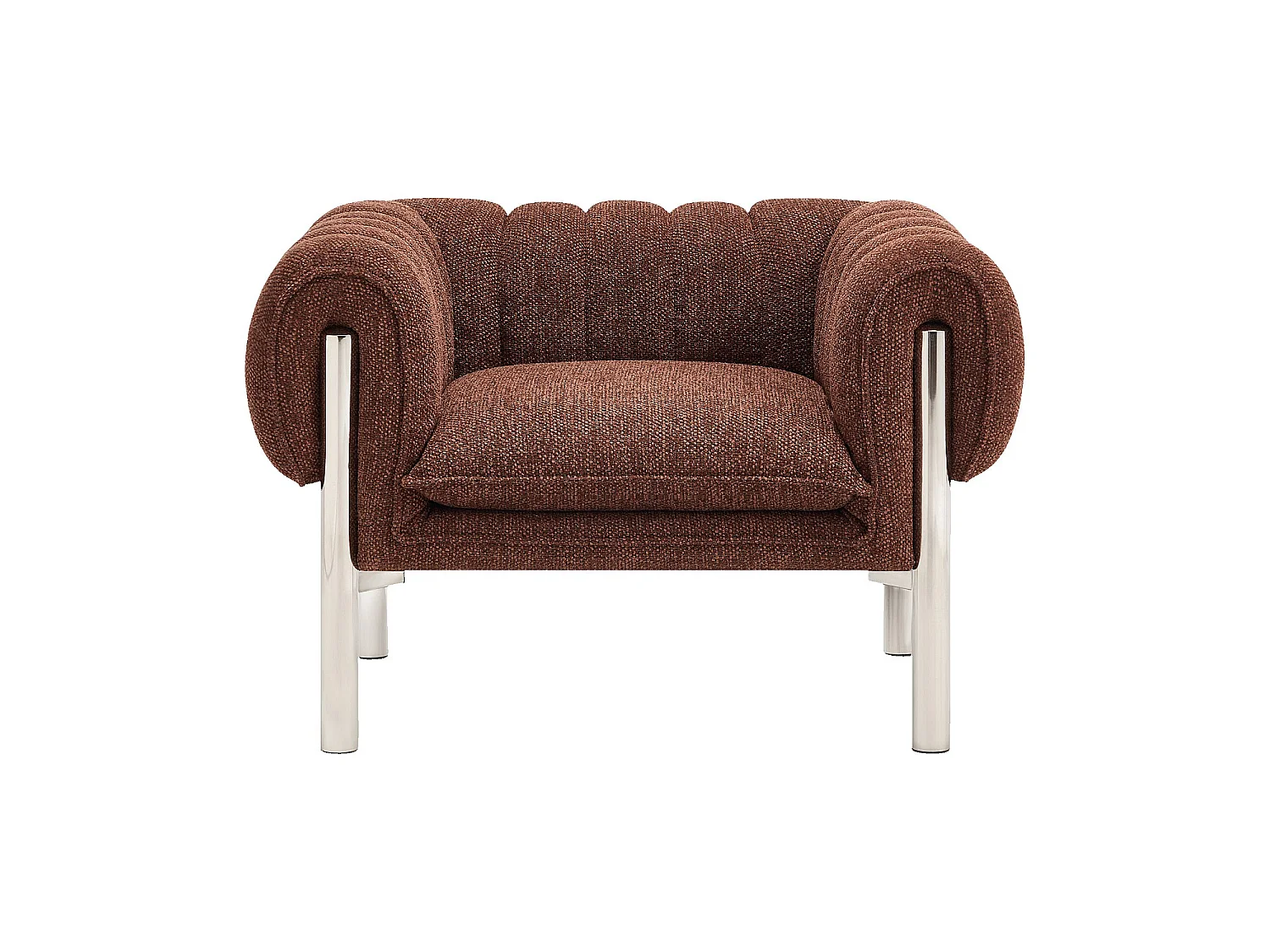 Habitat - Fauteuil en tissu chenille et métal chromé - Rouille - Osini