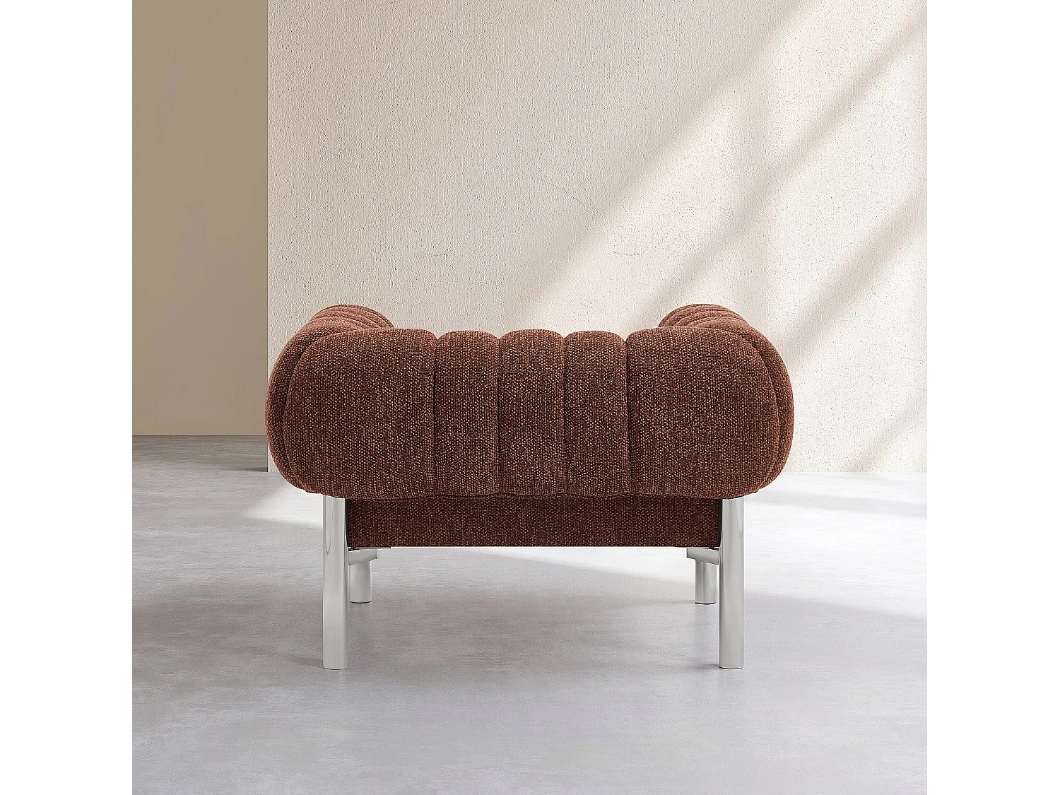 Habitat - Fauteuil en tissu chenille et métal chromé - Rouille - Osini
