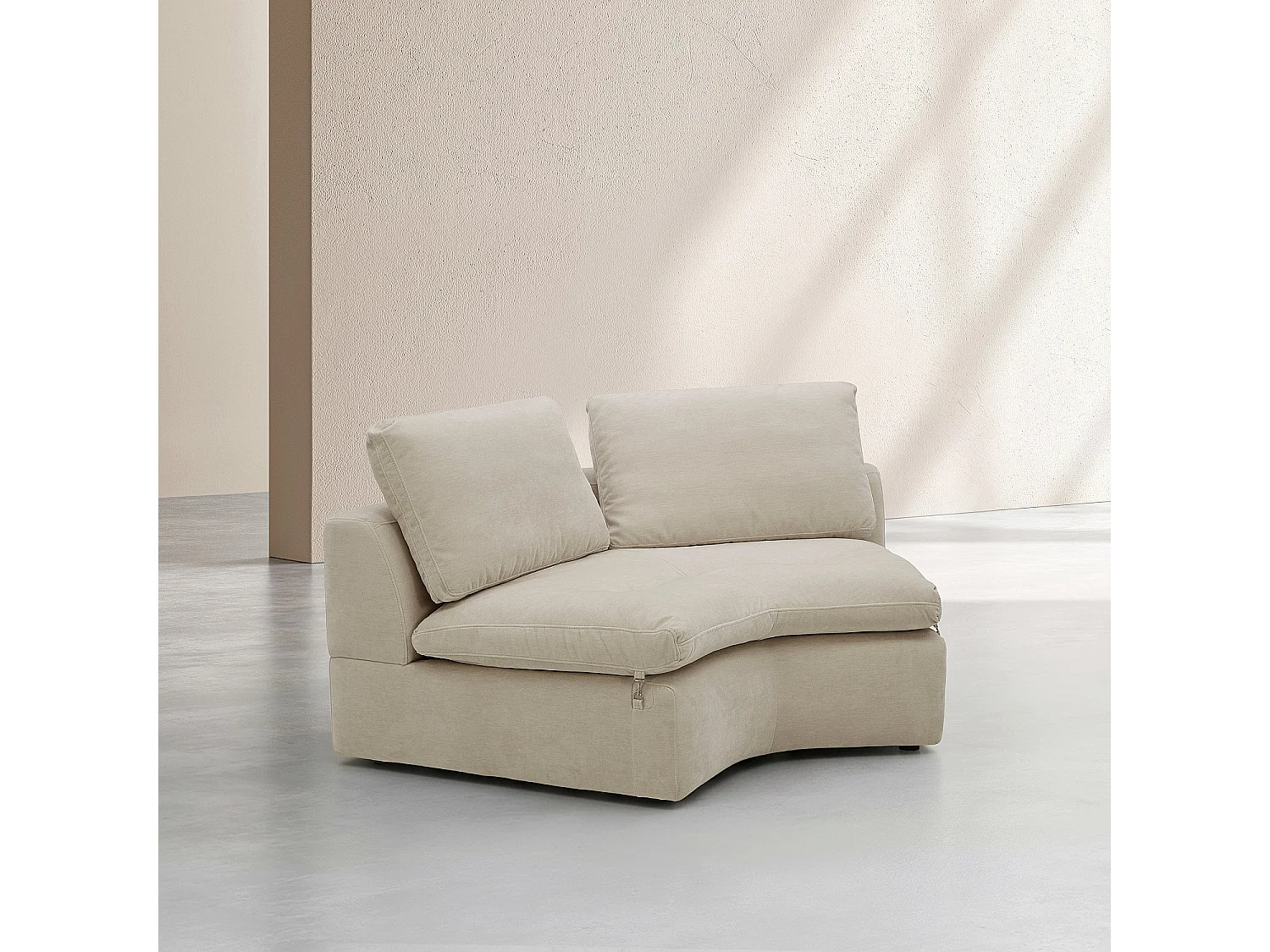 Habitat - Module d'angle incurvé en tissu - Beige meringue - Ameria