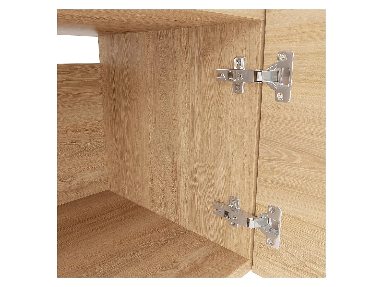 Habitat - Meuble TV suspendu 2 portes 1 abattant en chêne - Naturel - Design by Hélèna Pille - Nepi