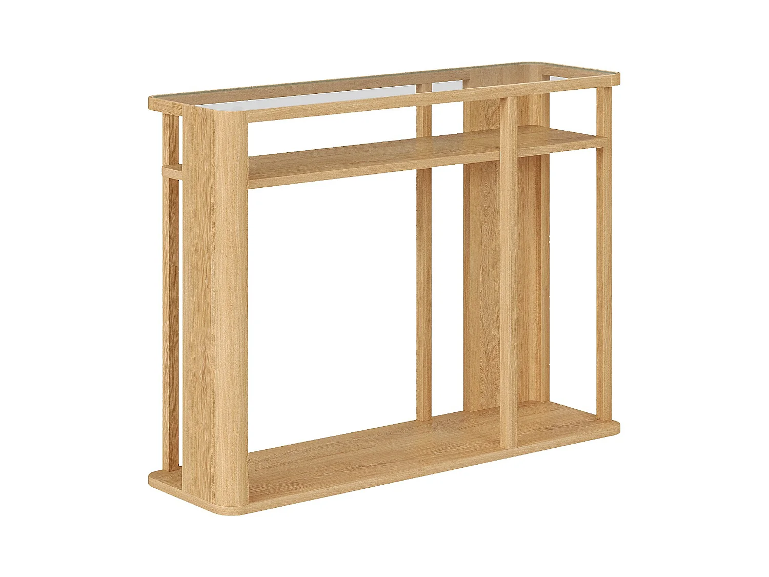 Habitat - Console en bois massif plaqué chêne et verre trempé - Naturel - Design by Hélèna Pille - Adele