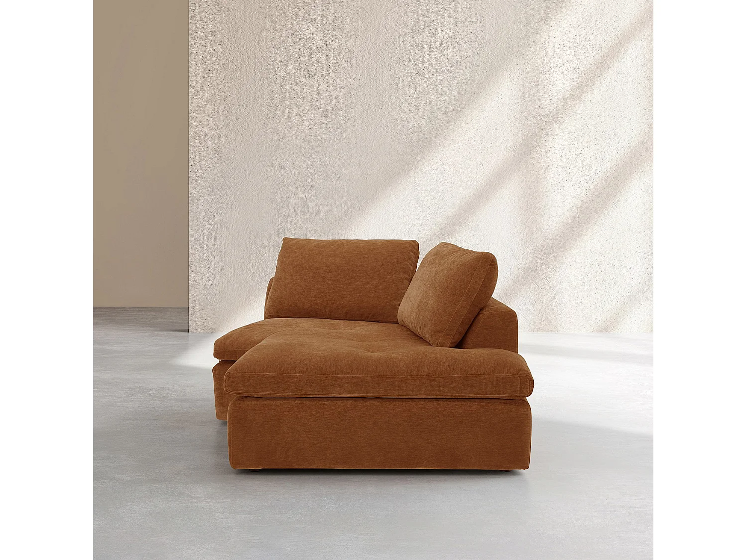 Habitat - Méridienne d'angle droit incurvée en tissu - Marron noisette - Ameria
