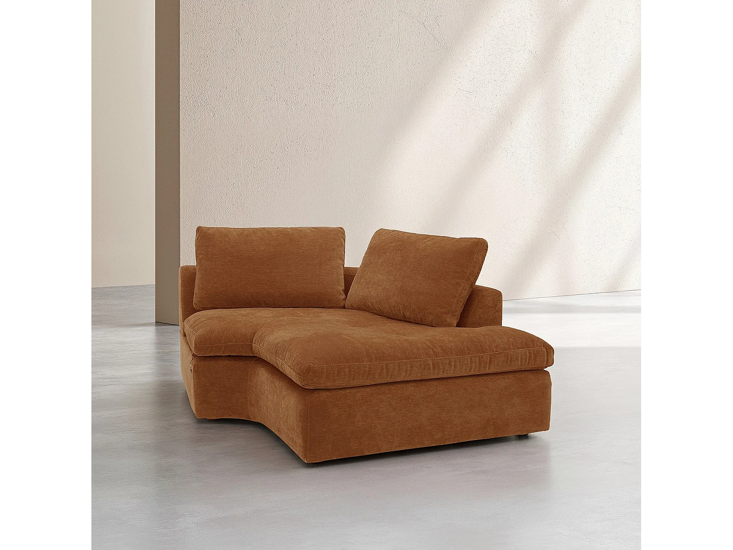 Habitat - Méridienne d'angle droit incurvée en tissu - Marron noisette - Ameria
