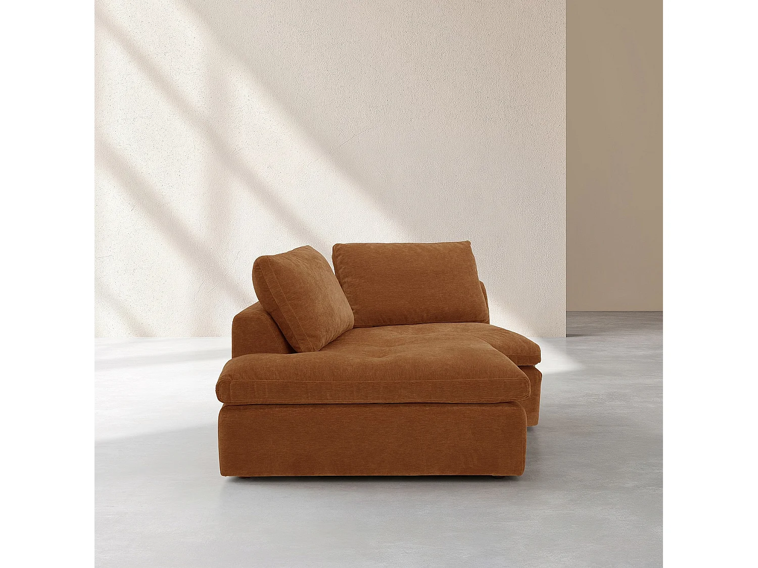 Habitat - Méridienne d'angle gauche incurvée en tissu - Marron noisette - Ameria