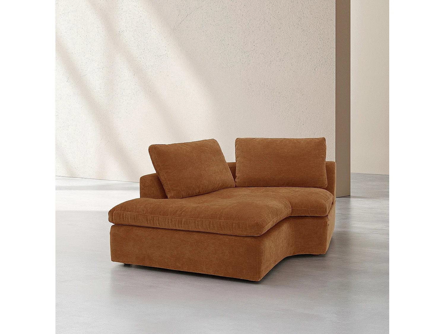 Habitat - Méridienne d'angle gauche incurvée en tissu - Marron noisette - Ameria