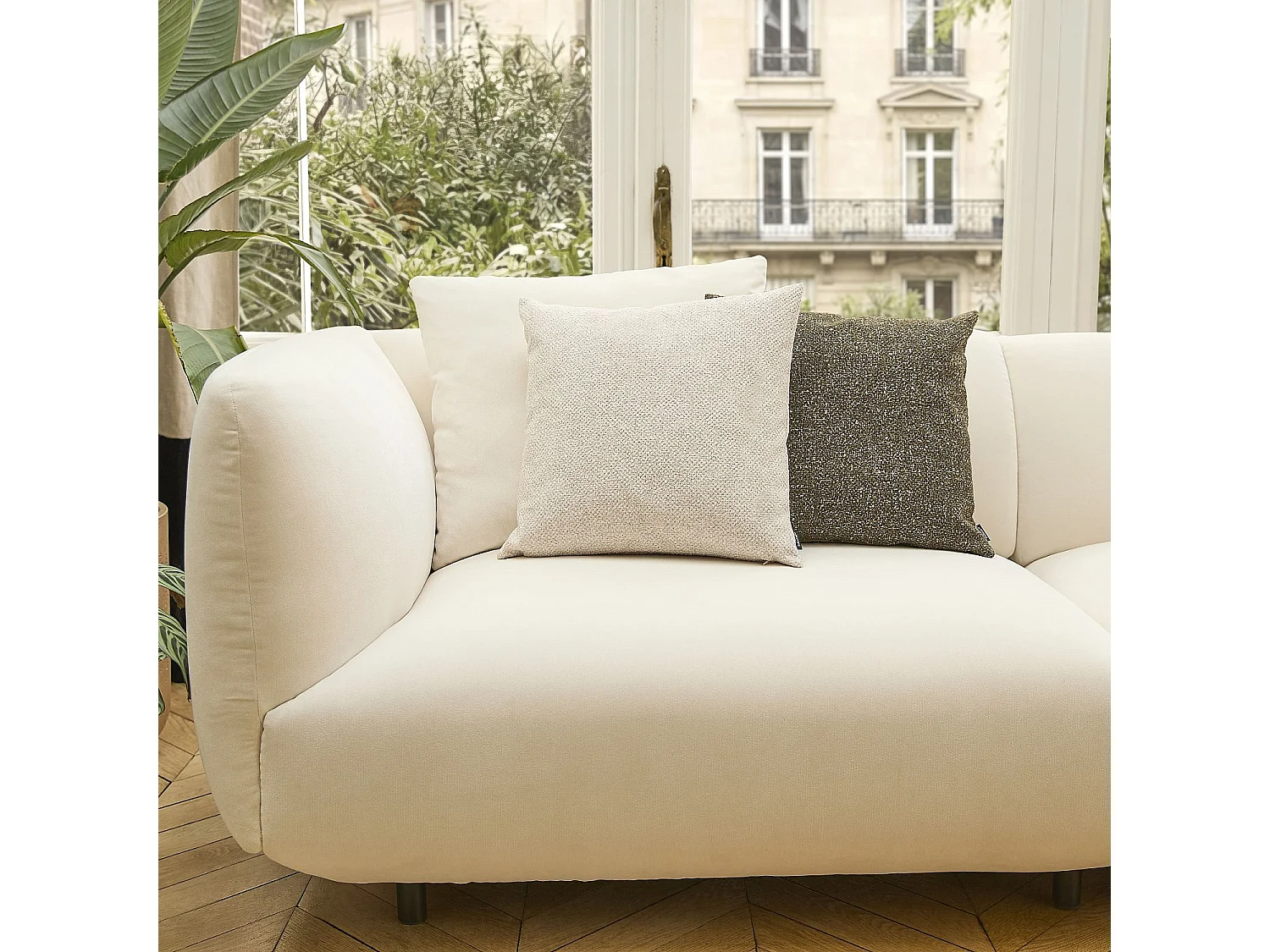 Habitat - Coussin en tissu texturé - 44 x 44 cm - Ecru - Daniel