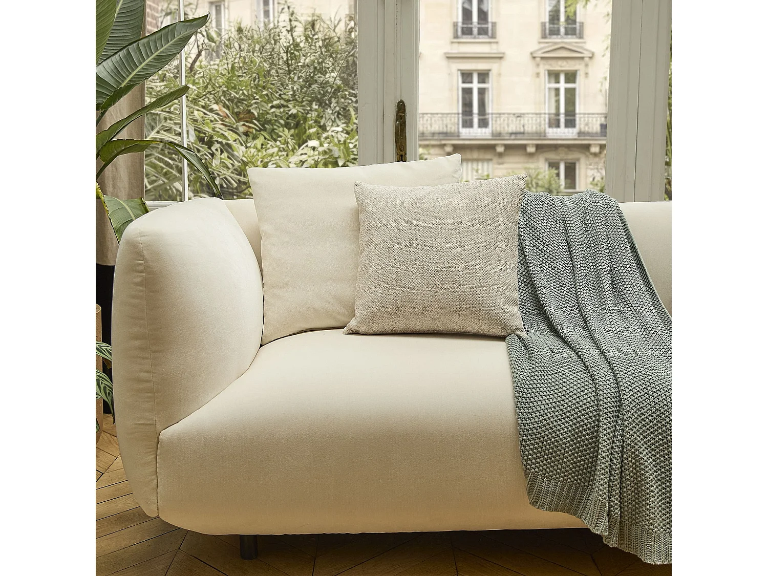 Habitat - Coussin en tissu texturé - 44 x 44 cm - Ecru - Daniel