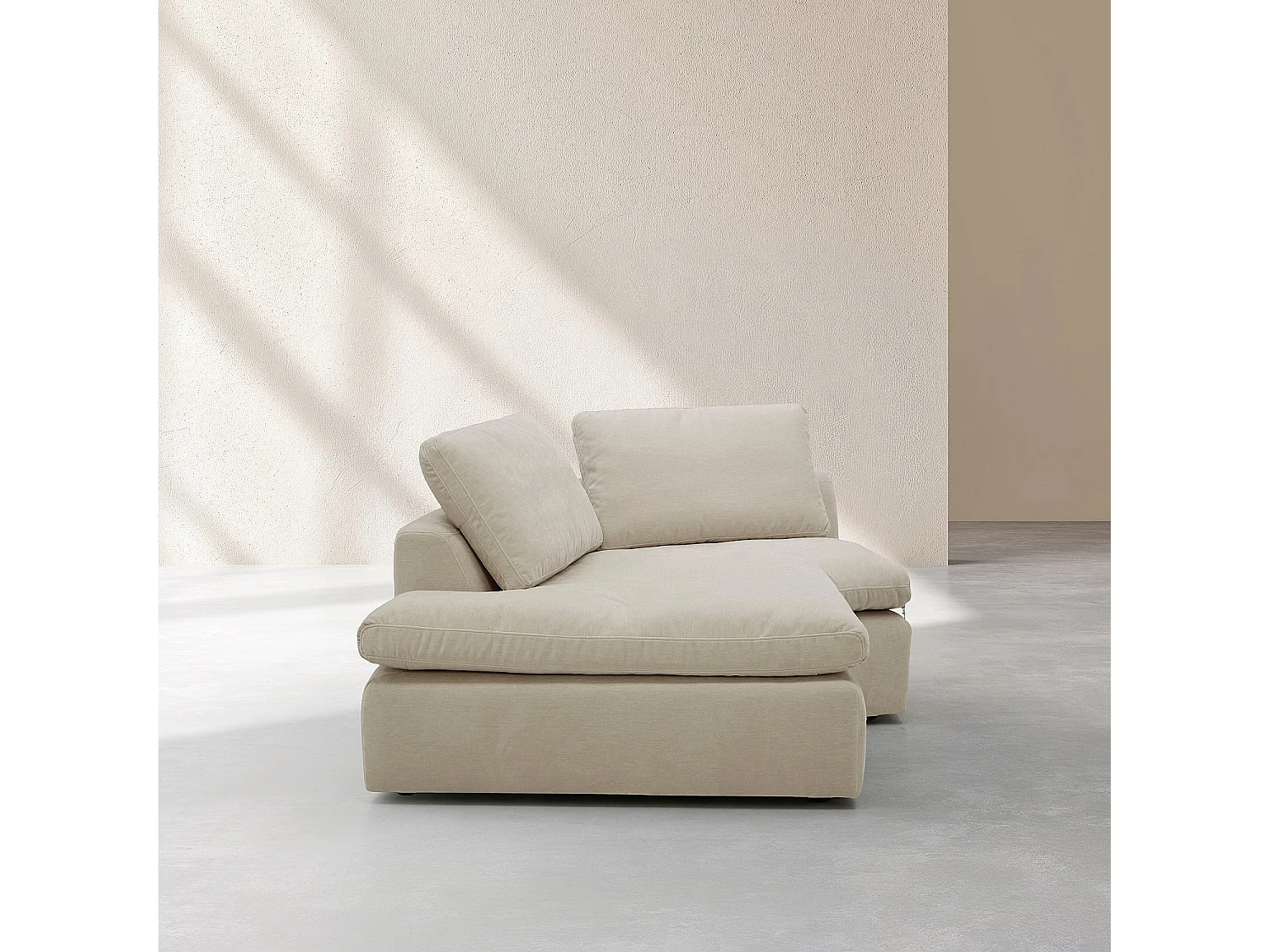 Habitat - Méridienne d'angle gauche incurvée en tissu - Beige meringue - Ameria