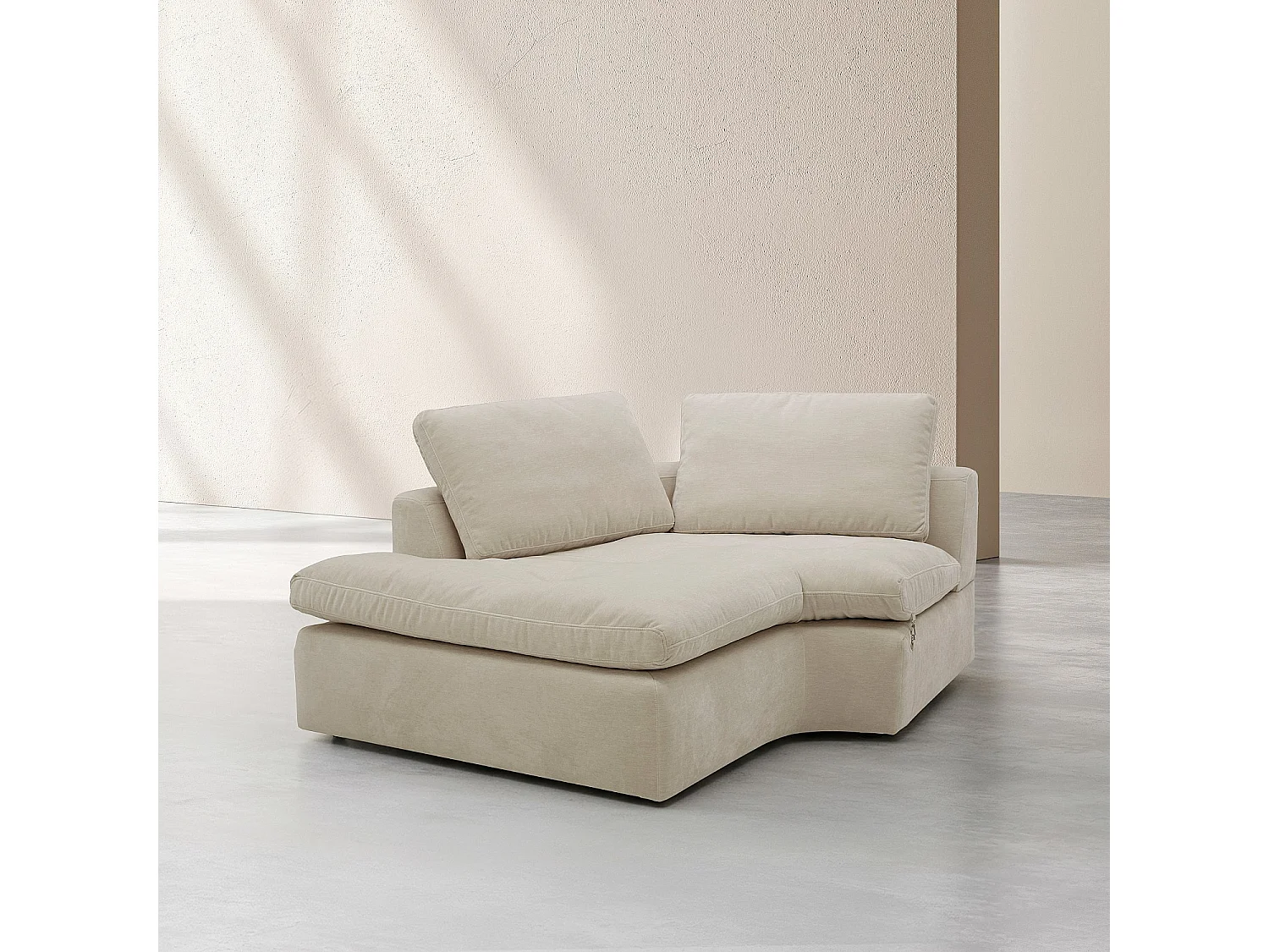 Habitat - Méridienne d'angle gauche incurvée en tissu - Beige meringue - Ameria