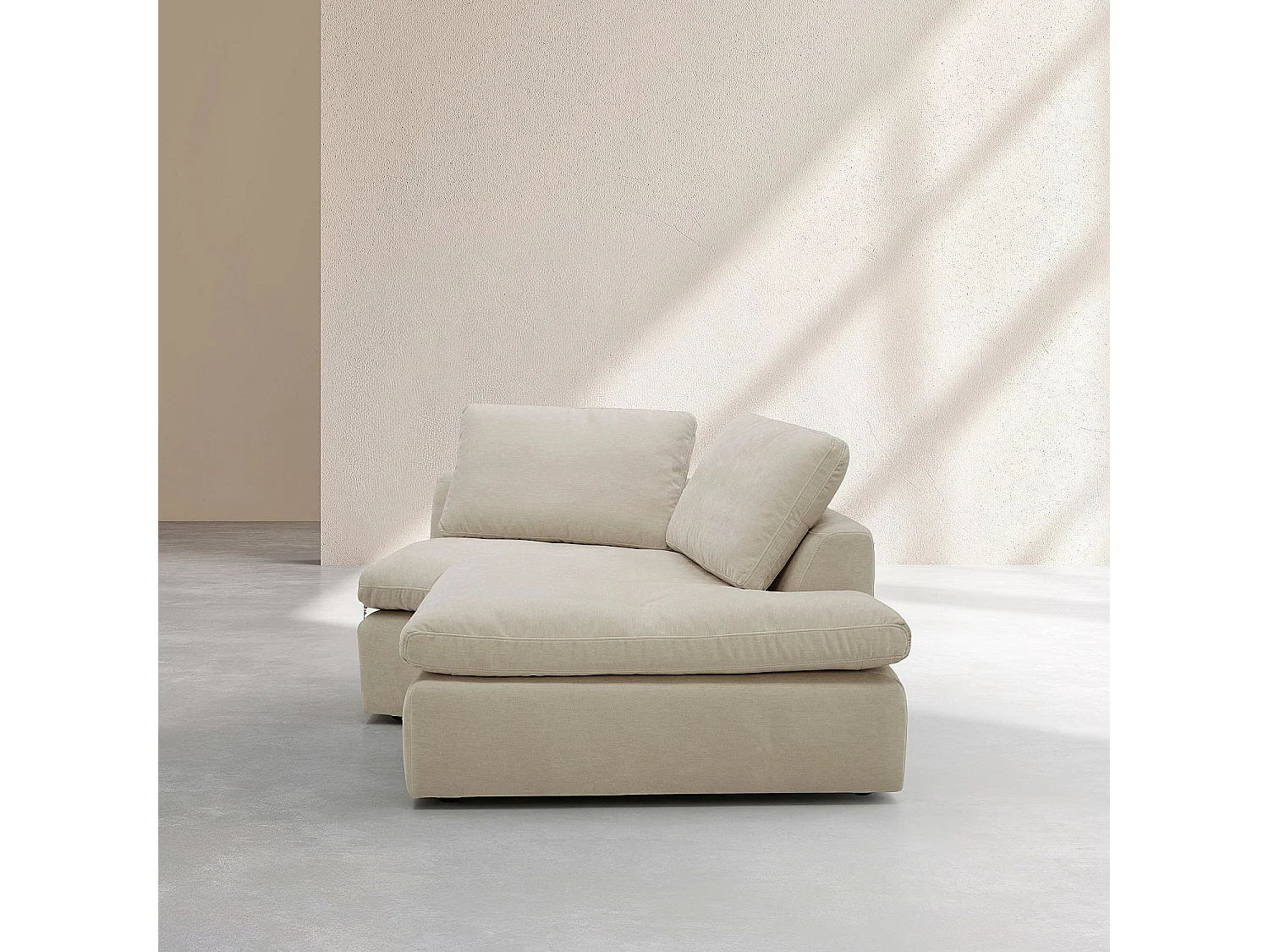 Habitat - Méridienne d'angle droit incurvée en tissu - Beige meringue - Ameria