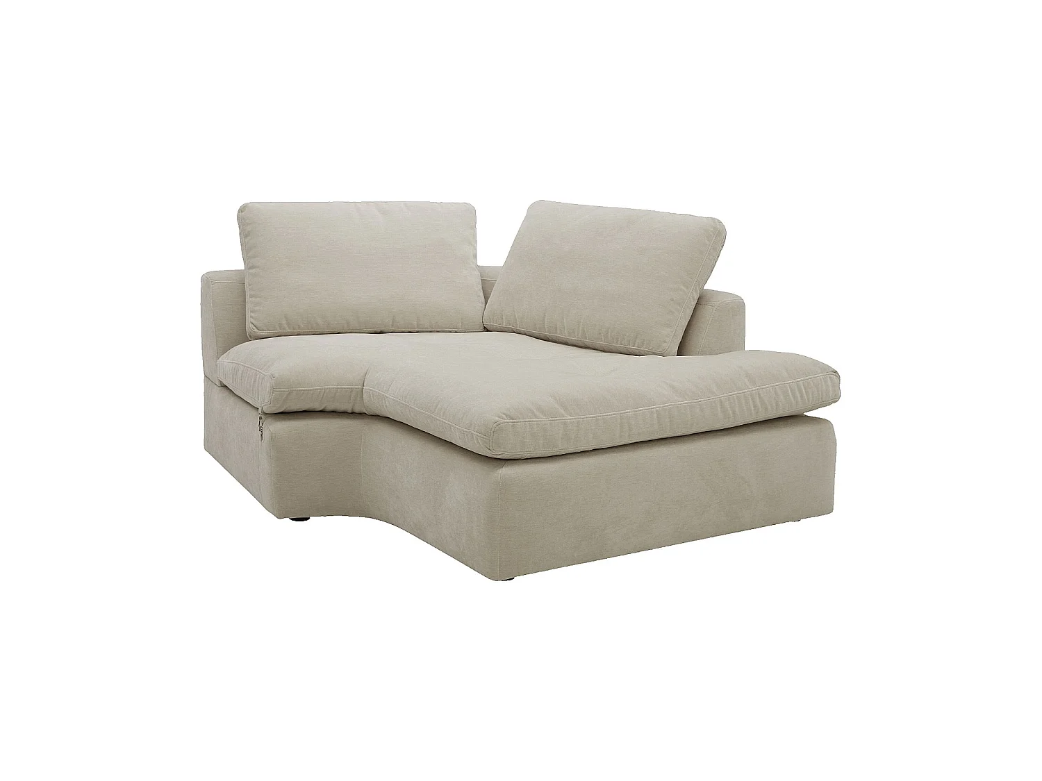 Habitat - Méridienne d'angle droit incurvée en tissu - Beige meringue - Ameria