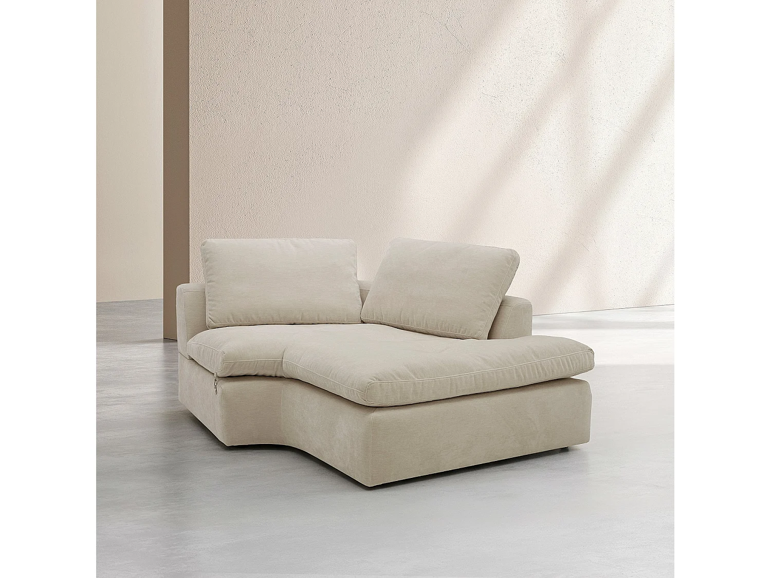 Habitat - Méridienne d'angle droit incurvée en tissu - Beige meringue - Ameria