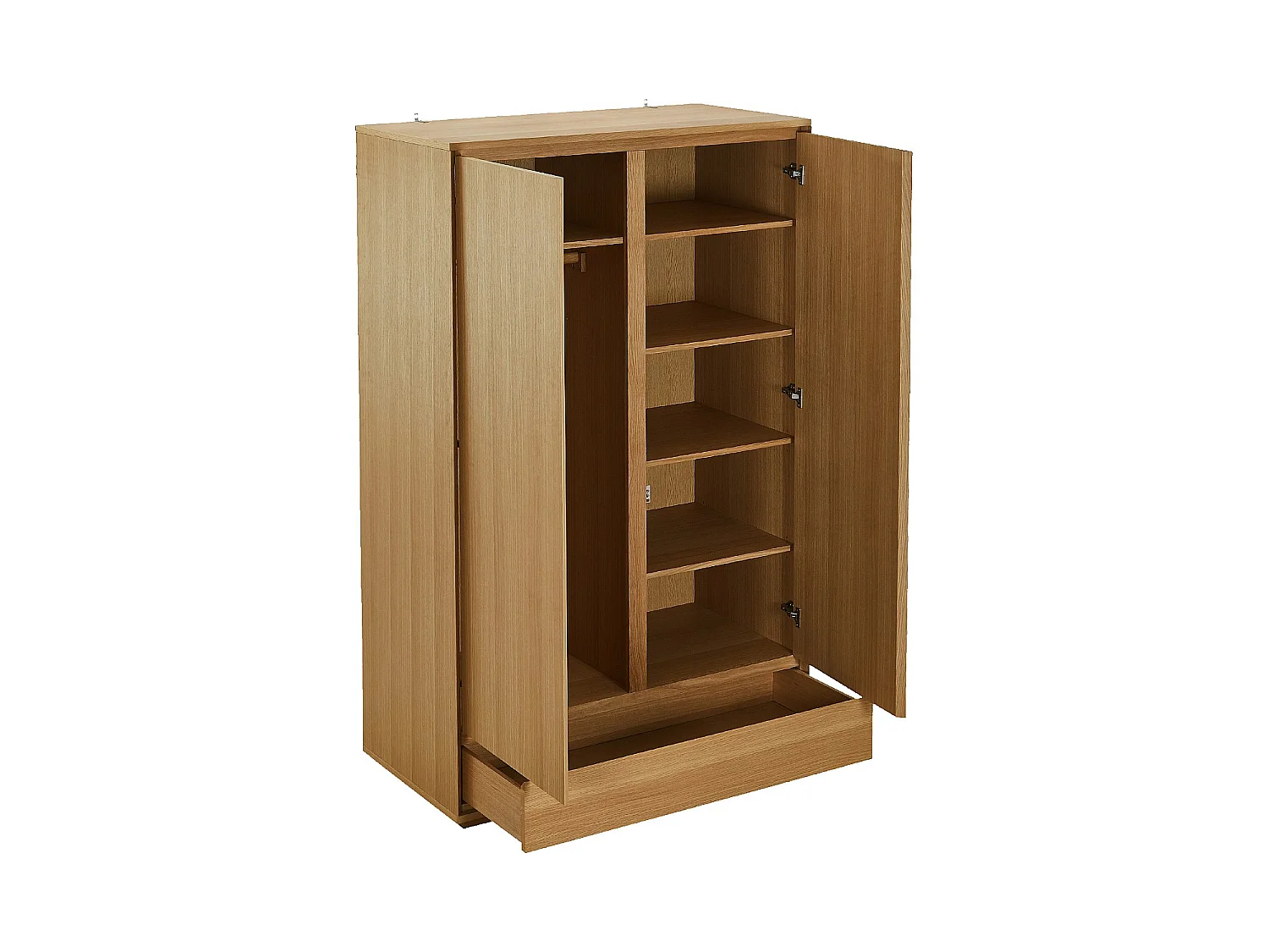 Habitat - Armoire 2 portes et 1 tiroir en chêne - Naturel - Hazo