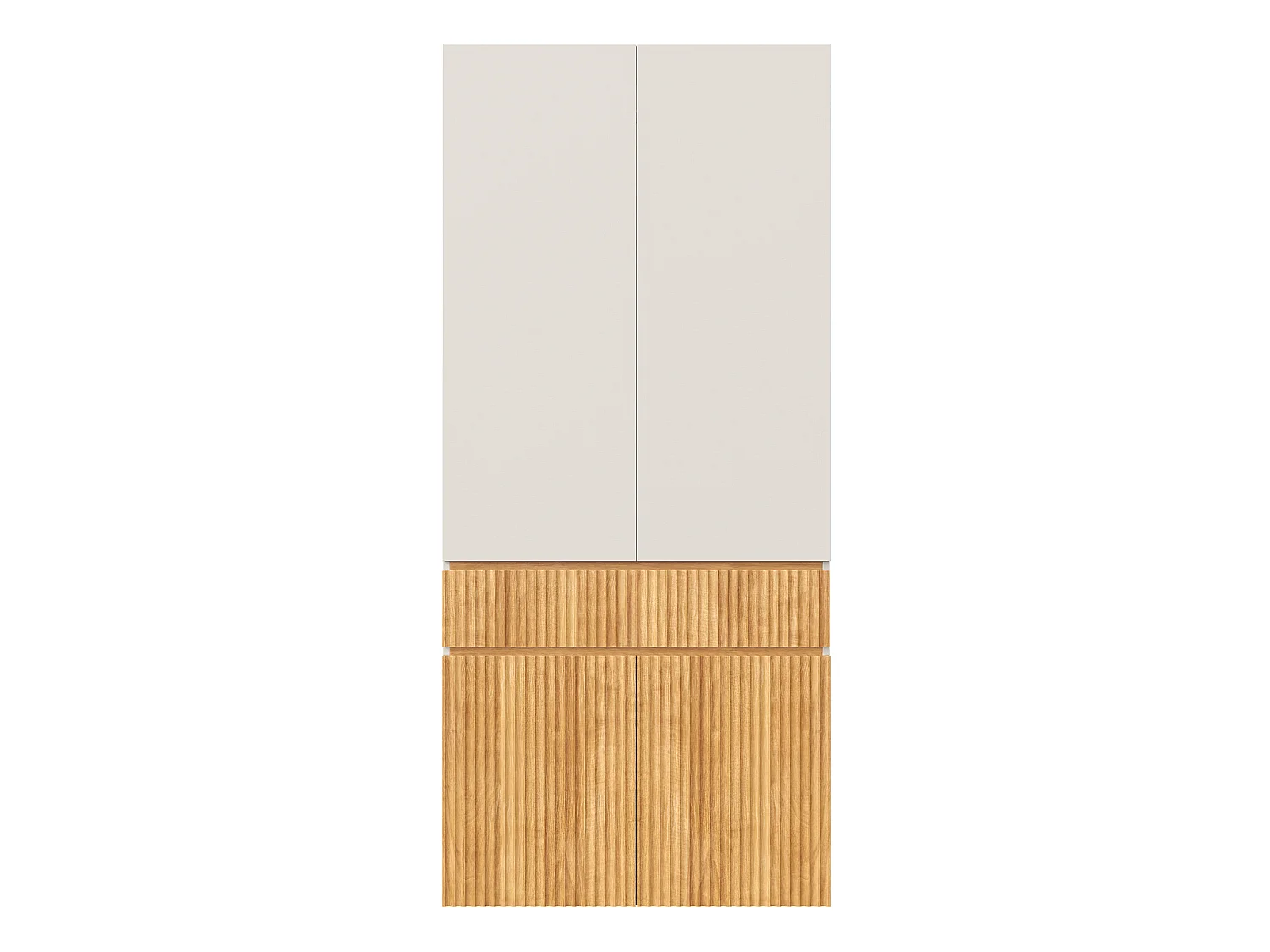 Szafa Garderobiana 90x200 cm - Nowoczesny Mebel do Przechowywania z 4 Drzwiami, 1 Drążkiem na Ubrania i 1 Szufladą - Naturalny