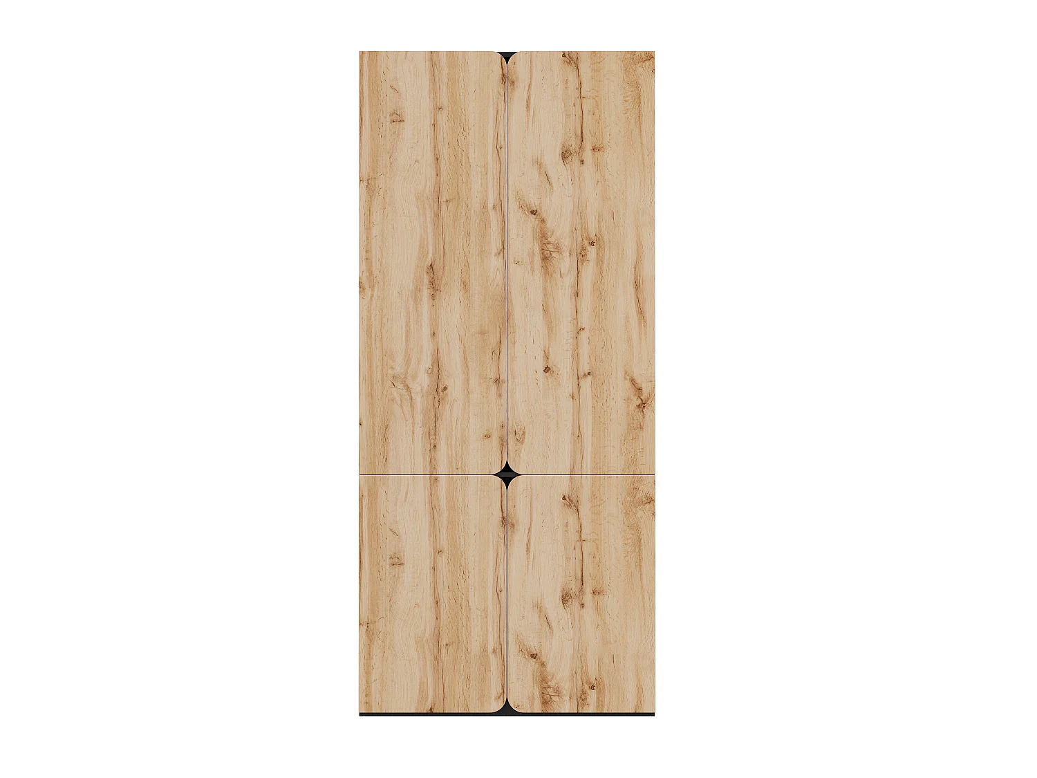 90x200 cm Oak Wardrobe - Modern Storage Cabinet with 4 Doors, 1 Hanging Rail & 3 Drawers, Contemporary Style - Natural