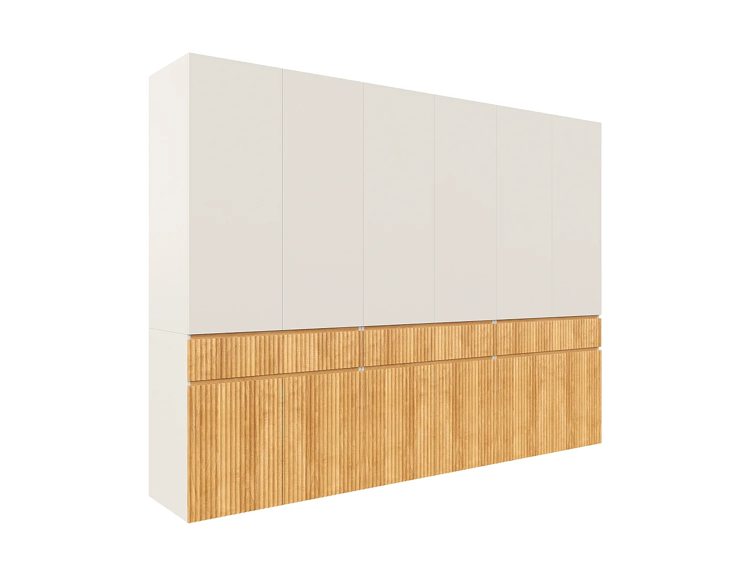 Duża Modułowa Szafa Garderobiana 270x200 cm - Mebel do Przechowywania XXL z 12 Drzwiami, 3 Drążkami na Ubrania i 3 Szufladami - Naturalny