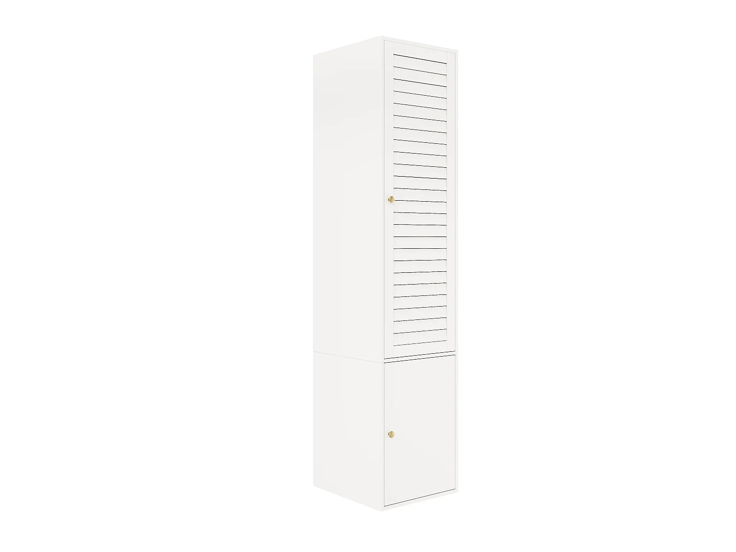 Wąska Szafa Kolumnowa 45x200 cm - Nowoczesny Mebel do Przechowywania z 1 Wentylowanymi Drzwiami, 1 Drążkiem na Ubrania i 3 Wnękami - Biała