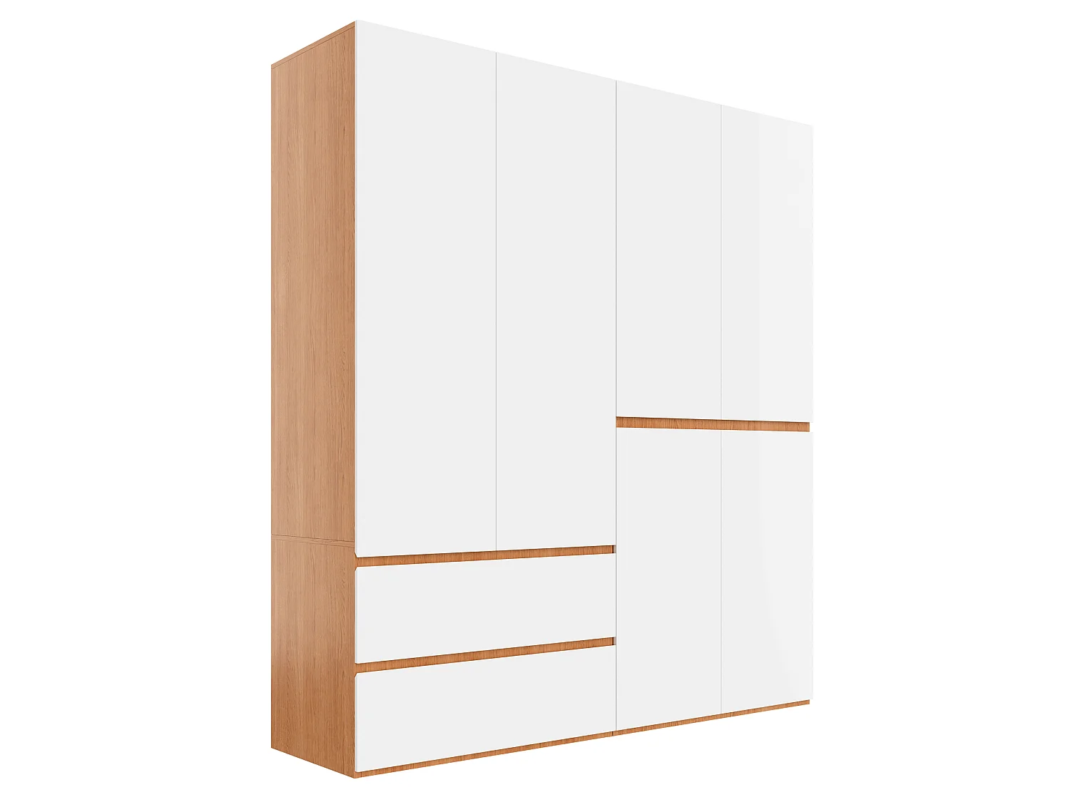 Duża Szafa Garderobiana 180x200 cm - Mebel do Przechowywania XXL z 6 Drzwiami, 2 Drążkami na Ubrania i 5 Szufladami - Biała