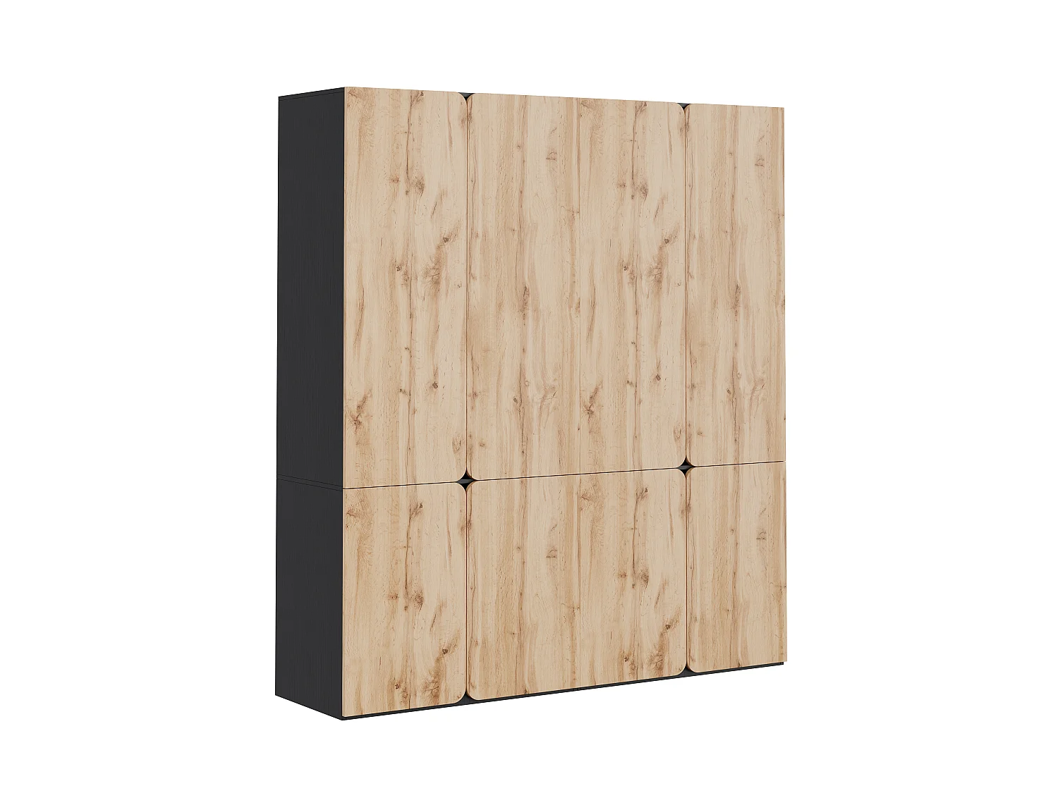Large 180x200 cm Artisan Oak Wardrobe - with 8 Doors, 2 Hanging Rails & 6 Drawers, Contemporary Style - Natural