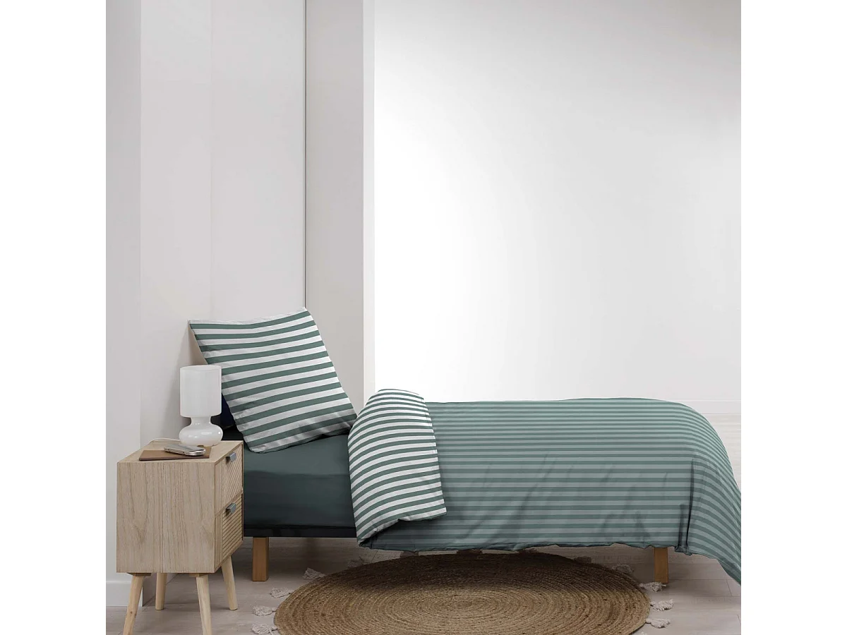 Parure de Lit 2 Pièces "Rayan" 140x200cm Vert Cèdre