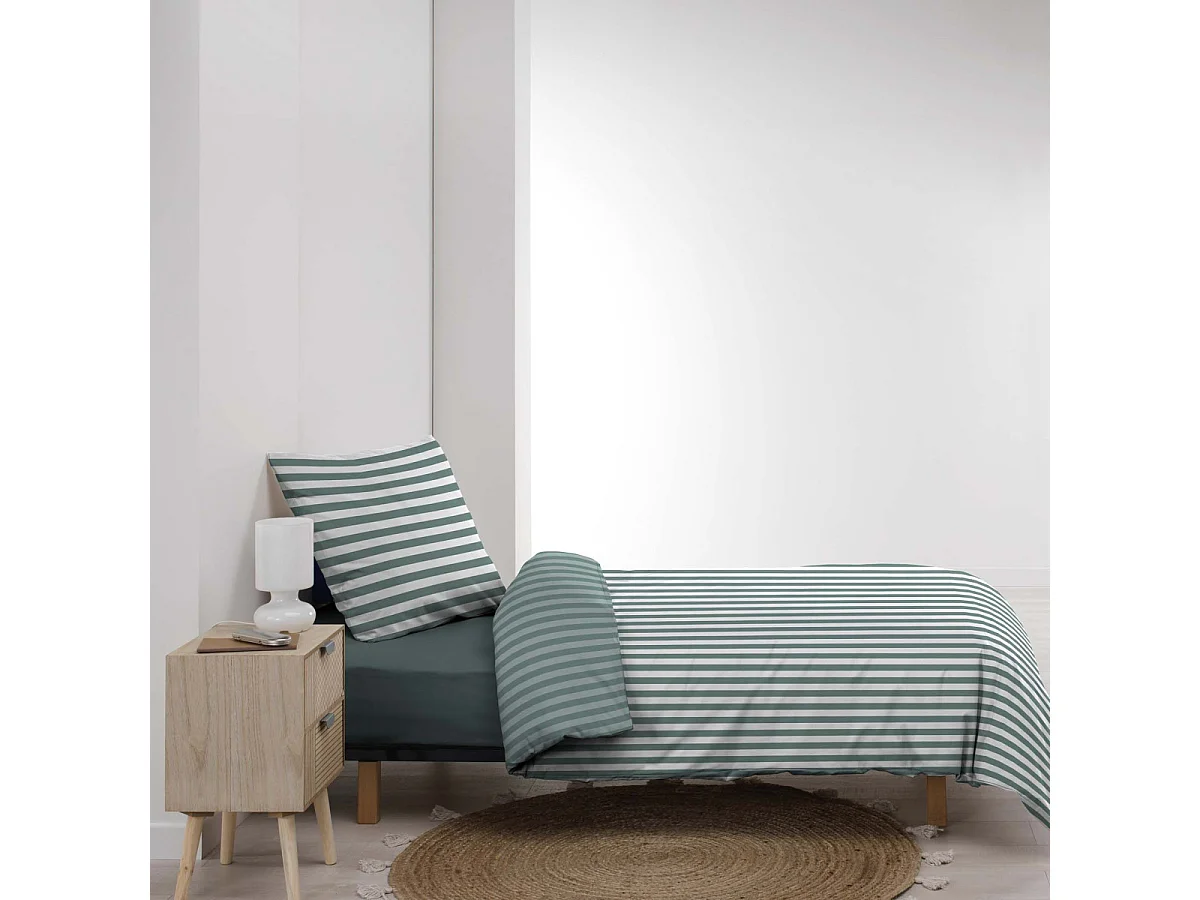 Parure de Lit 2 Pièces "Rayan" 140x200cm Vert Cèdre