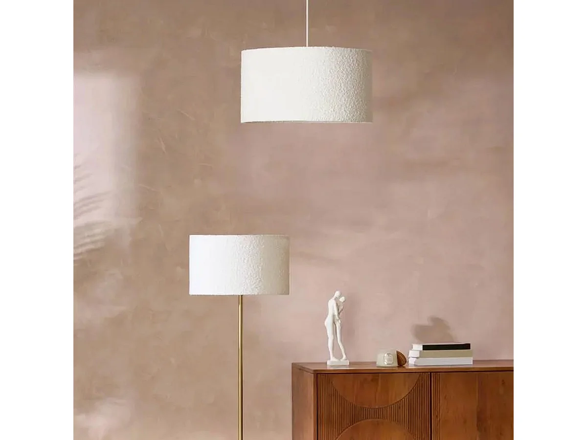 Abat Jour en Tissu Bouclette "Beline" 40cm Blanc