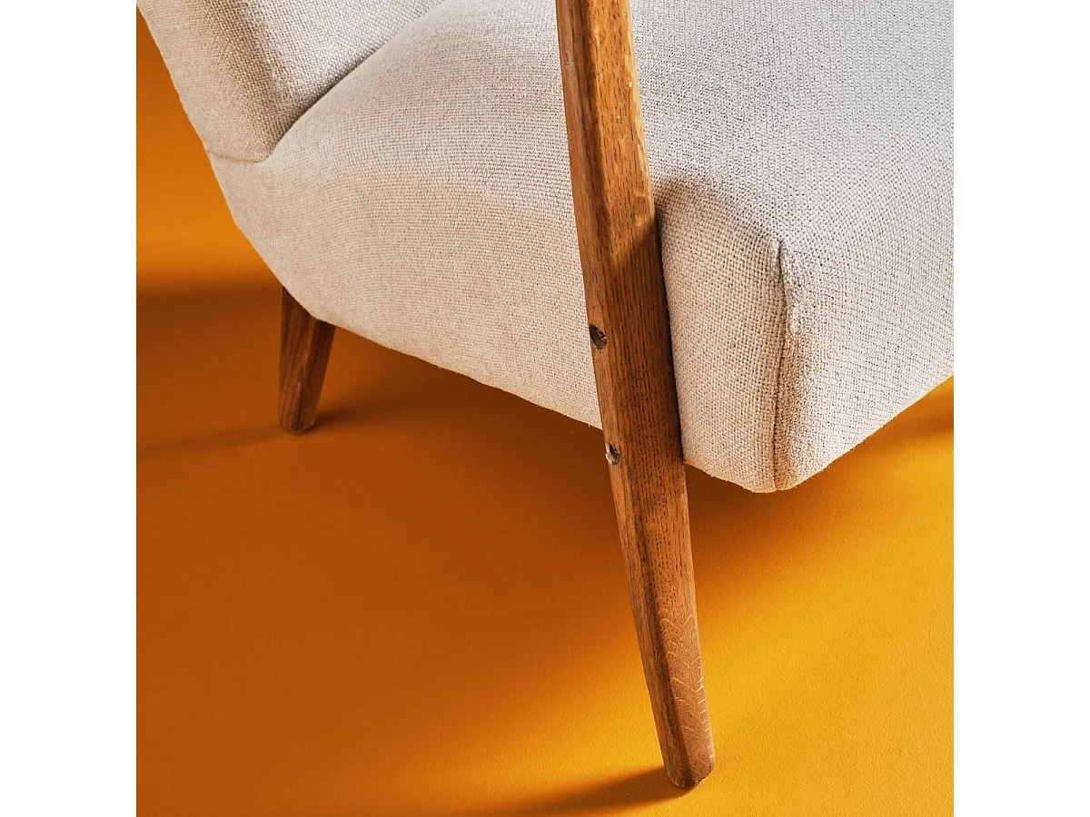 Fauteuil de salon chêne et lin, Jacques