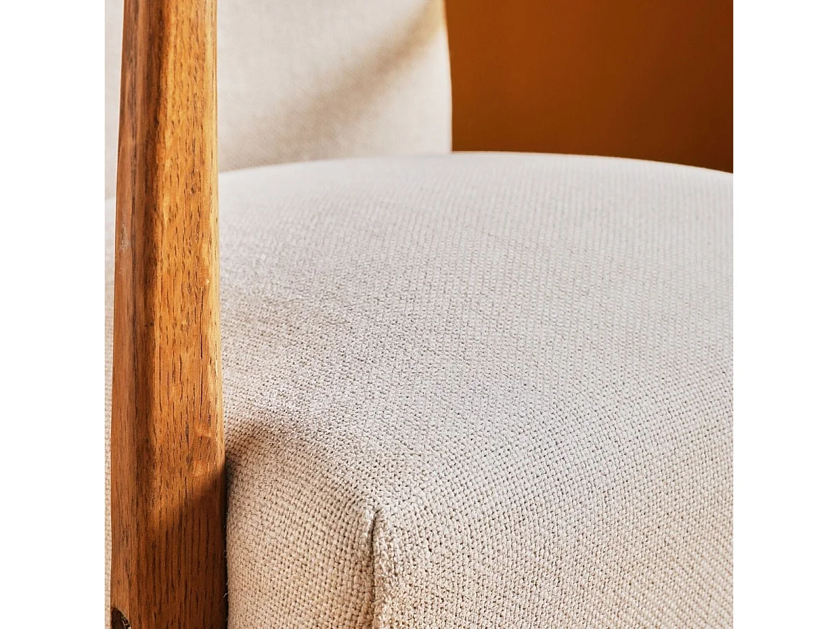 Fauteuil de salon chêne et lin, Jacques