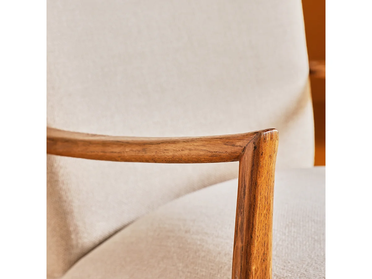 Fauteuil de salon chêne et lin, Jacques