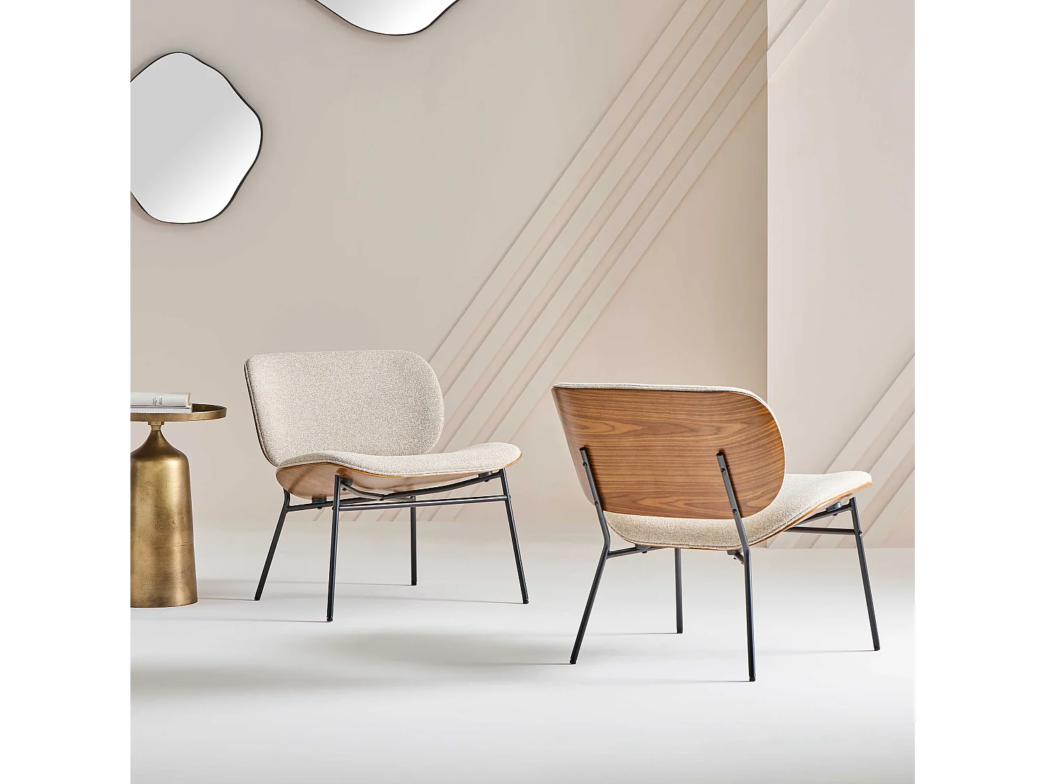 Fauteuil en tissu écru SERGE