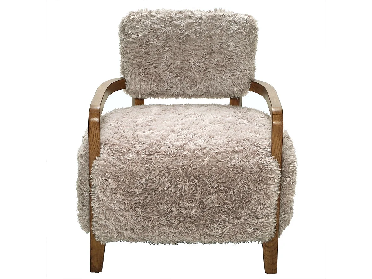 Fauteuil en tissu beige effet  poils longs L71 cm - GENGIS