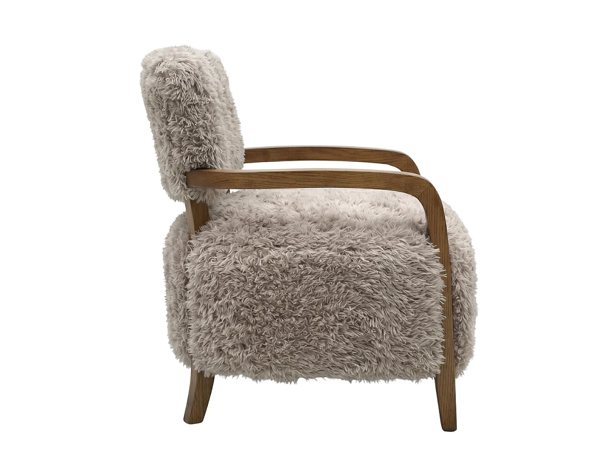 Fauteuil en tissu beige effet  poils longs L71 cm - GENGIS