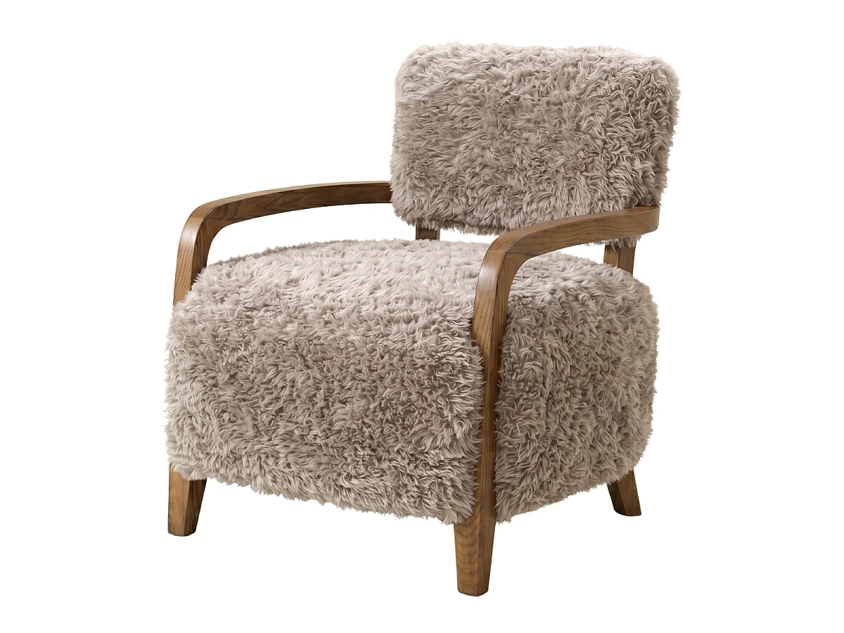 Fauteuil en tissu beige effet  poils longs L71 cm - GENGIS