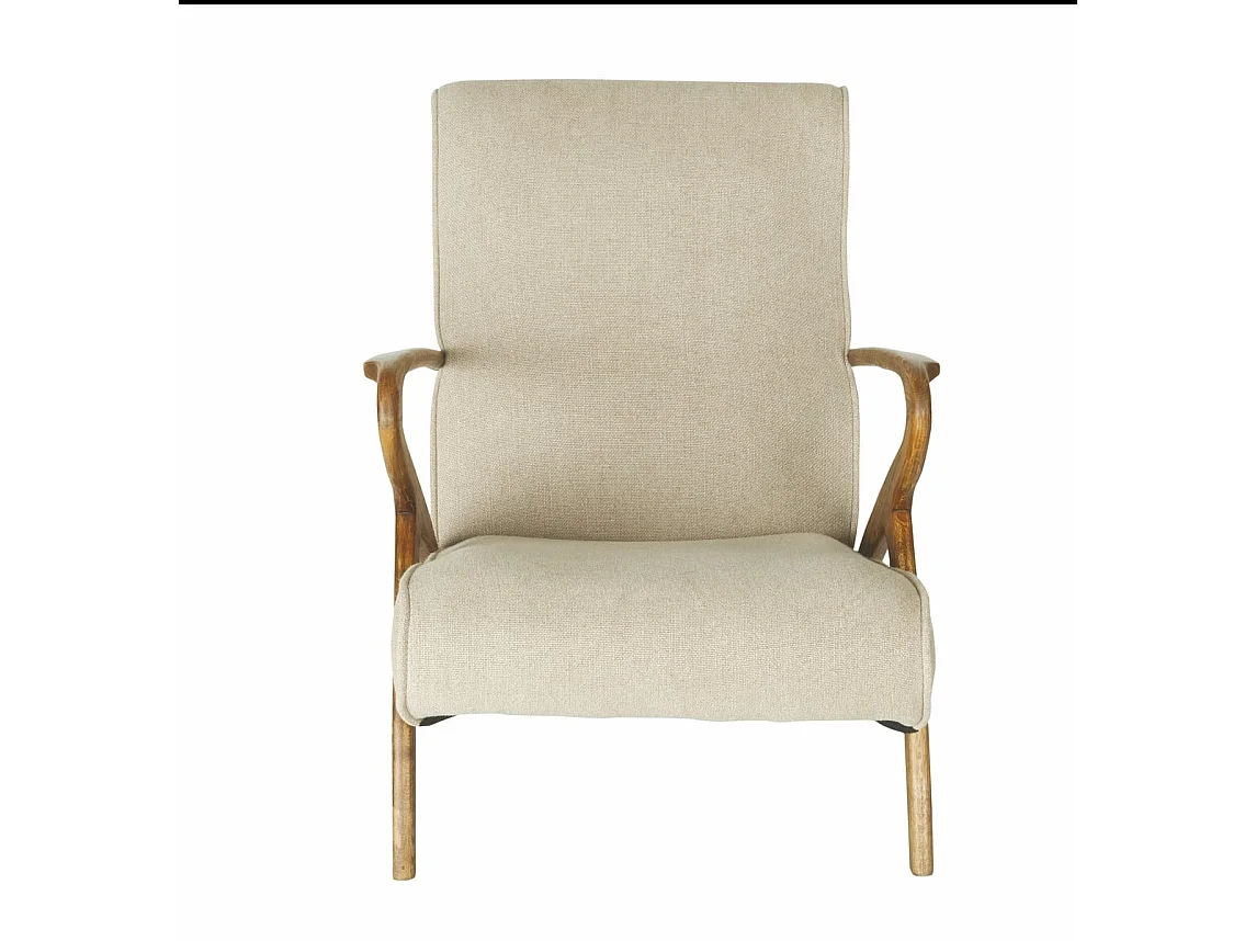 Fauteuil van eikenhout en linnen zitting - Jean