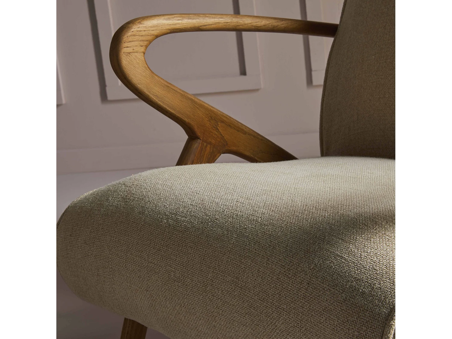 Fauteuil van eikenhout en linnen zitting - Jean