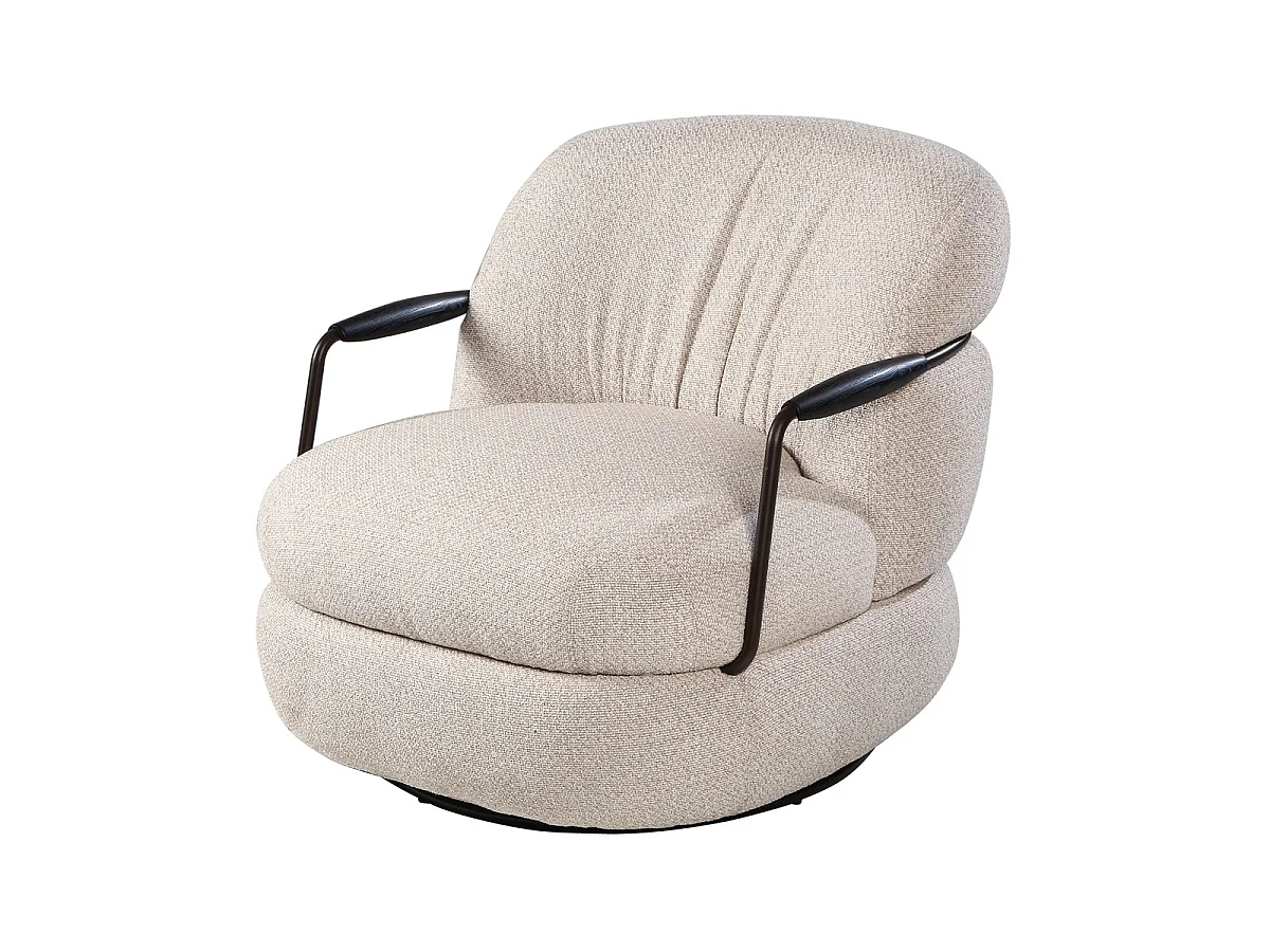 Fauteuil en tissu écru - MICHEL