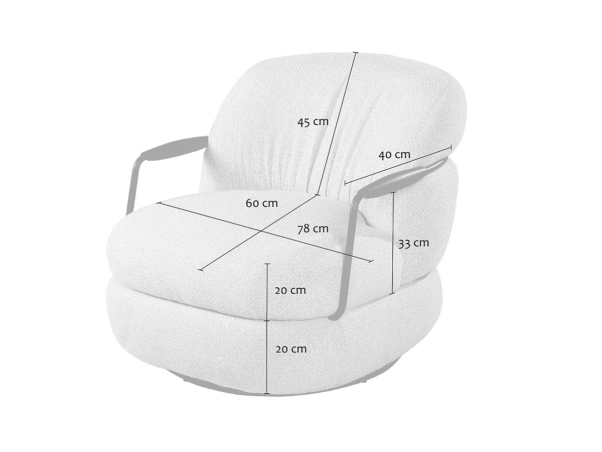 Fauteuil en tissu écru - MICHEL