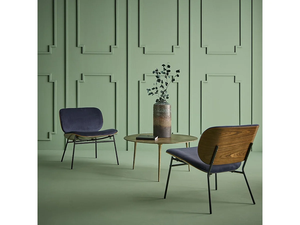 Fauteuil en velours bleu SERGE