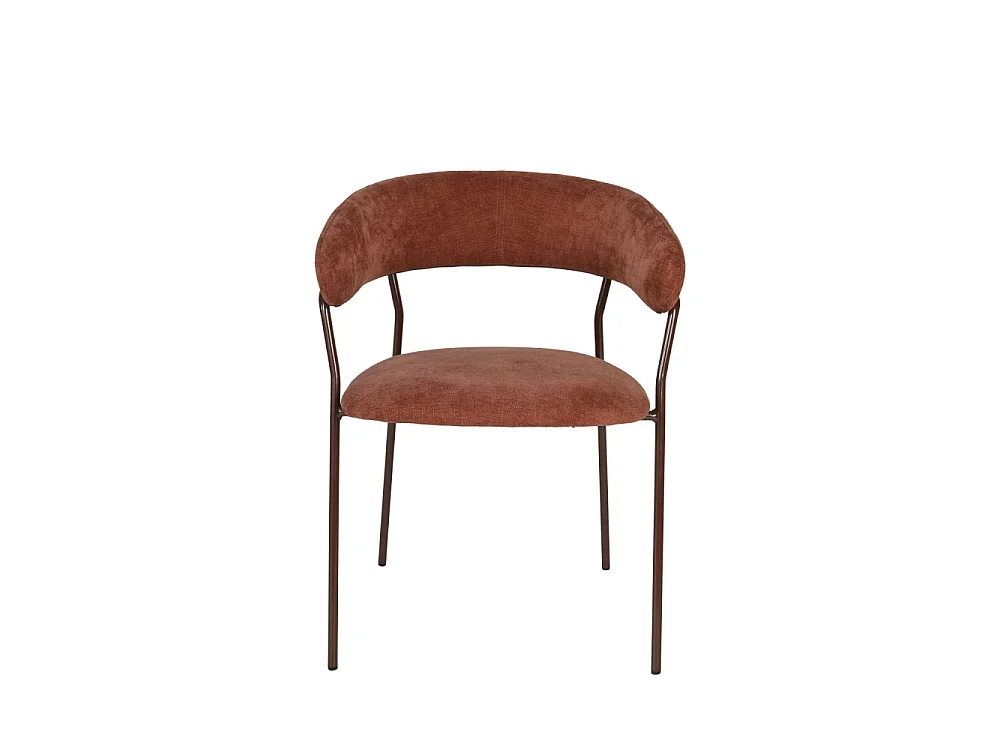 Celesty - Lot de 2 fauteuils de table en tissu pieds métal - Bordeaux
