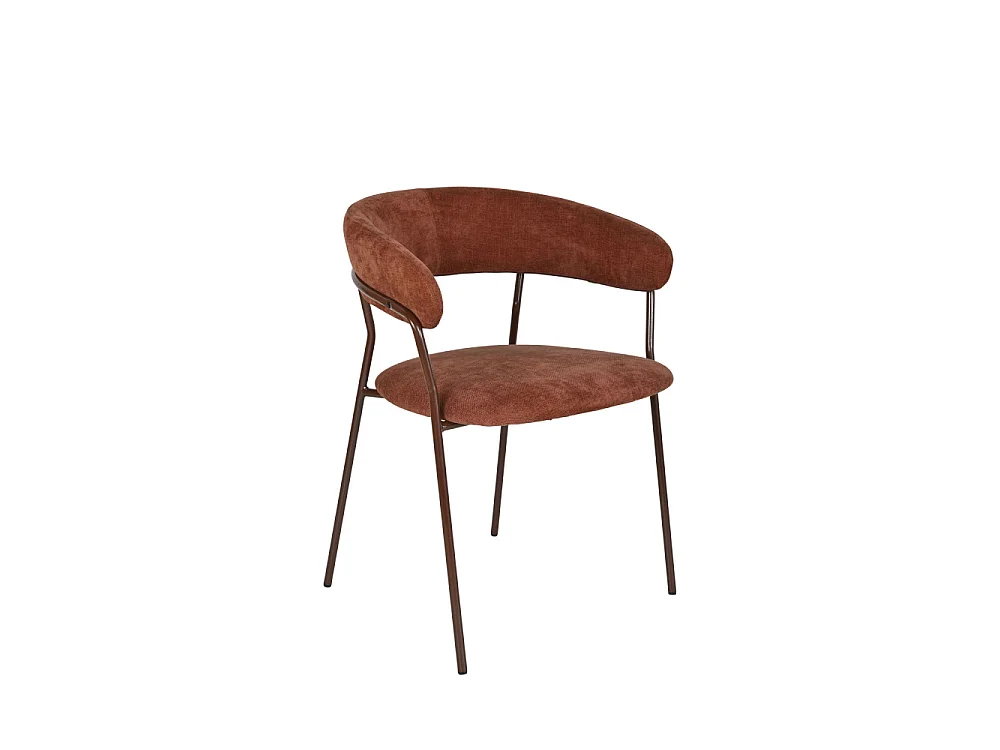 Celesty - Lot de 2 fauteuils de table en tissu pieds métal - Bordeaux
