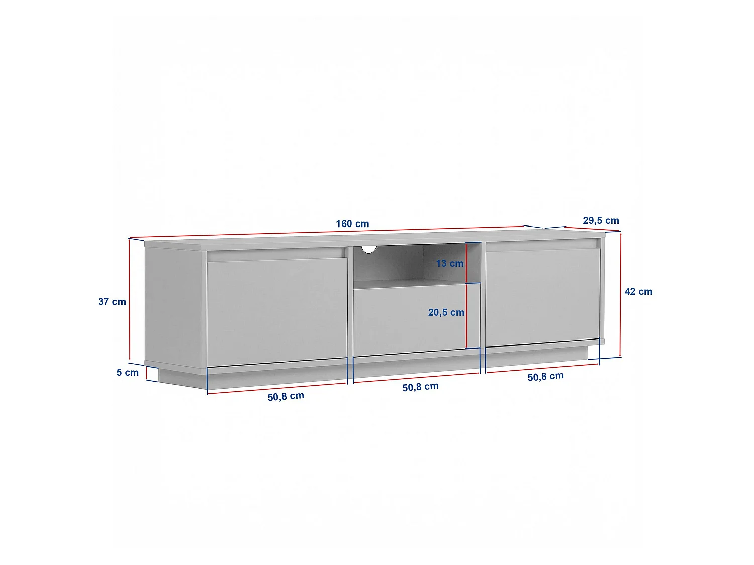 Tv-meubel met 3 kleppen, 1 nis L160 cm - LUME